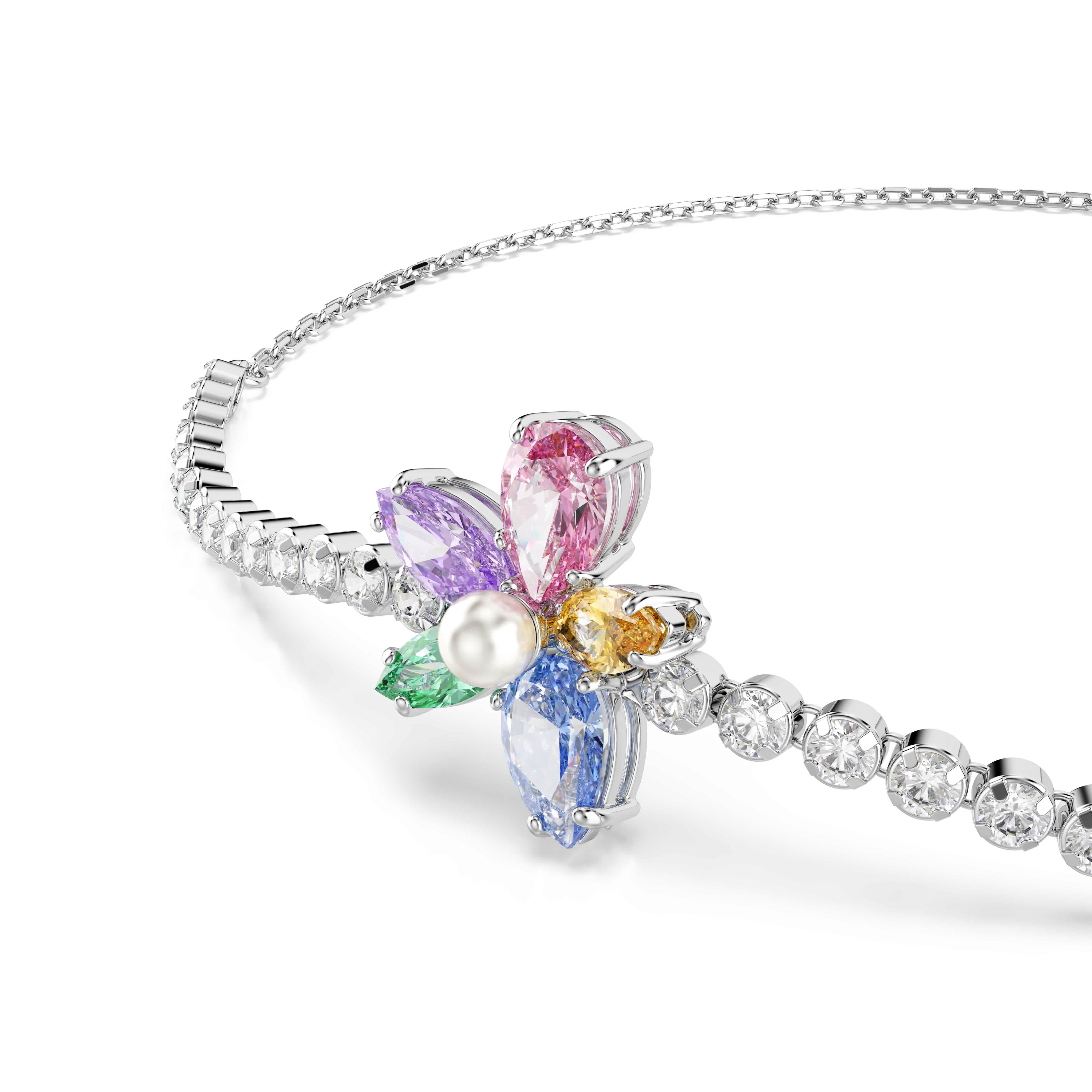 Swarovski Ariana Grande x Swarovski Bracelet – Mixed cuts, Flower, Multicolored, Rhodium plated