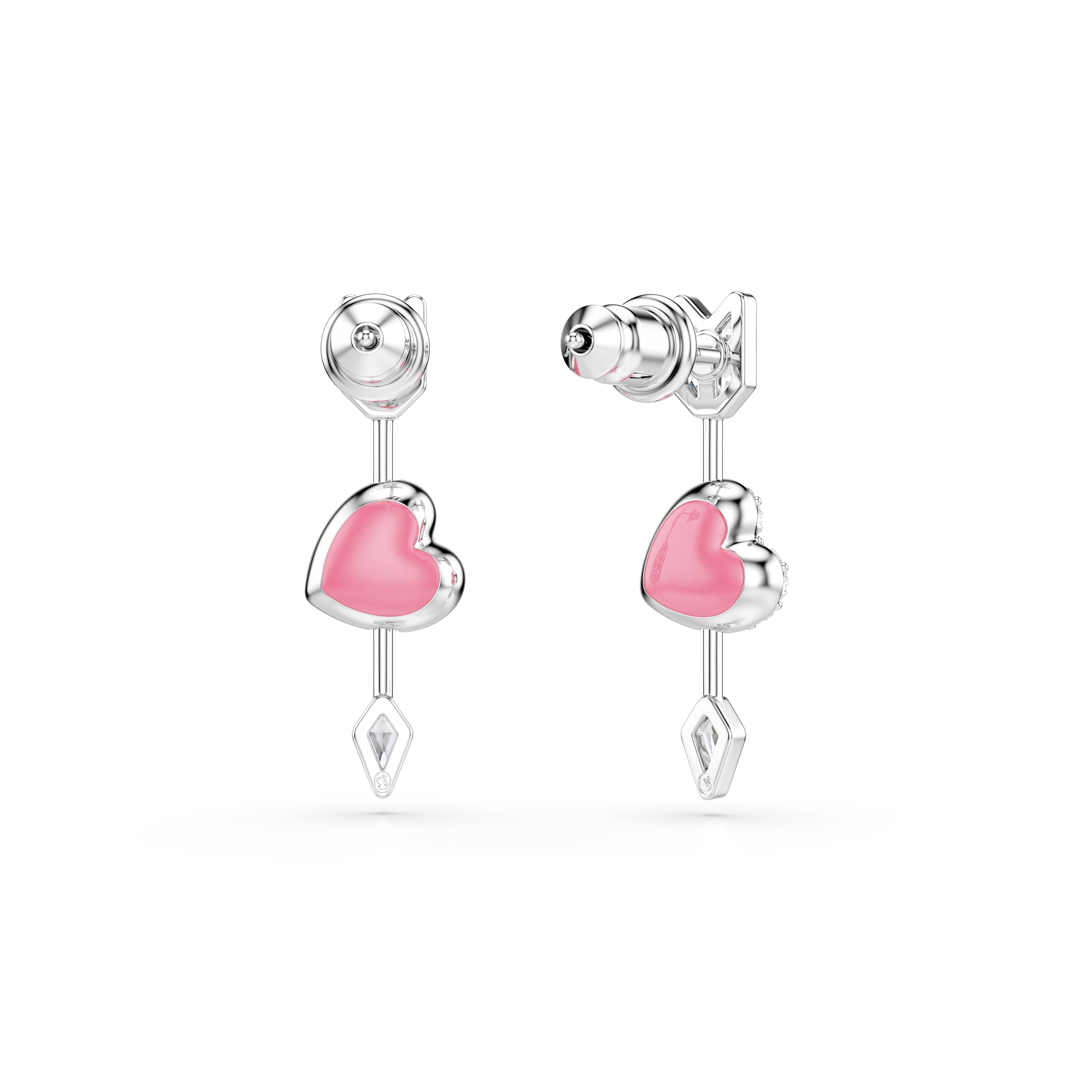 Swarovski Idyllia Drop Earrings – Mixed cuts, Heart with arrow, White, Rhodium plated