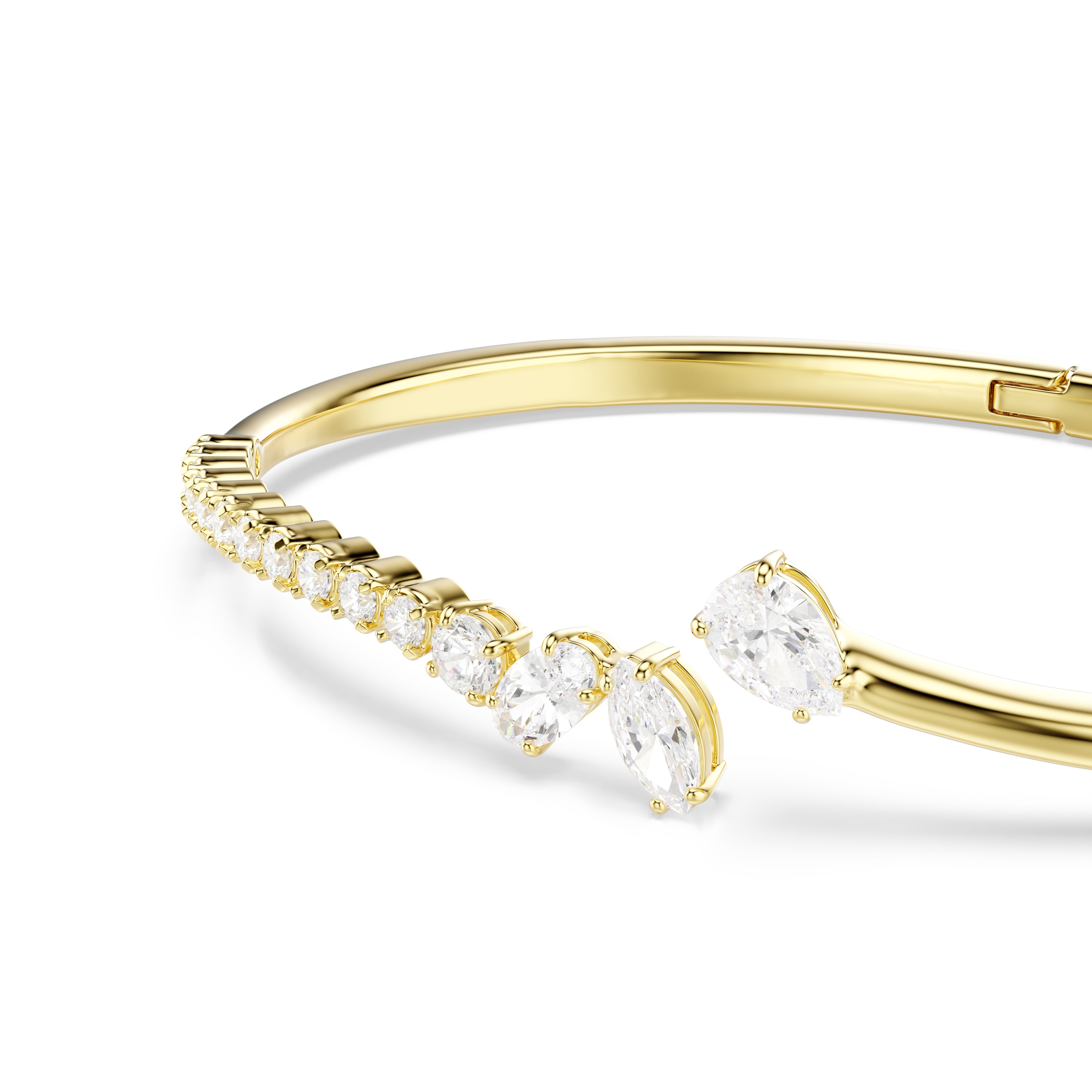 Swarovski Mesmera Bangle – Mixed cuts, White, 18K gold finish