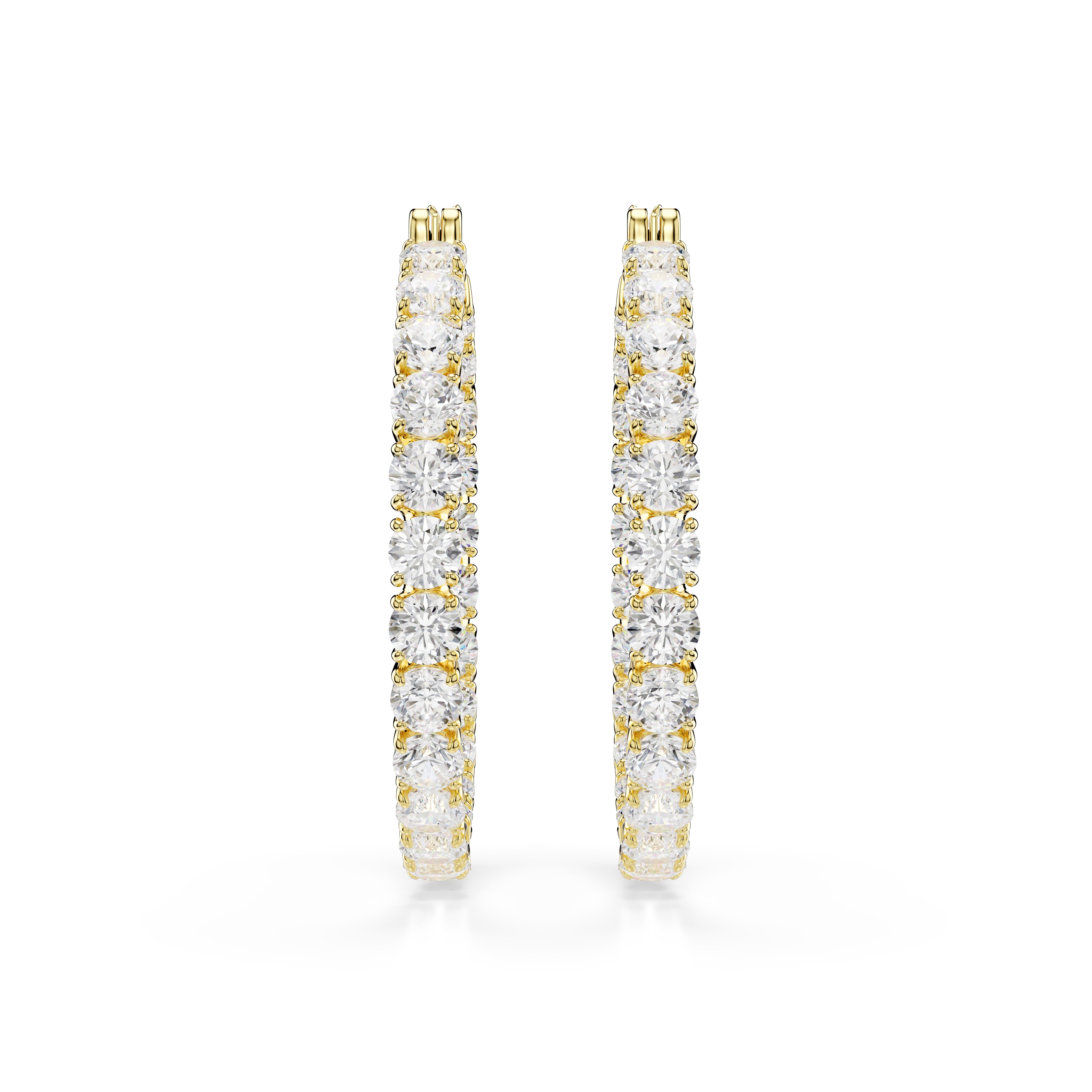 Swarovski Matrix Hoop Earrings – Round cut, White, Gold-tone plated