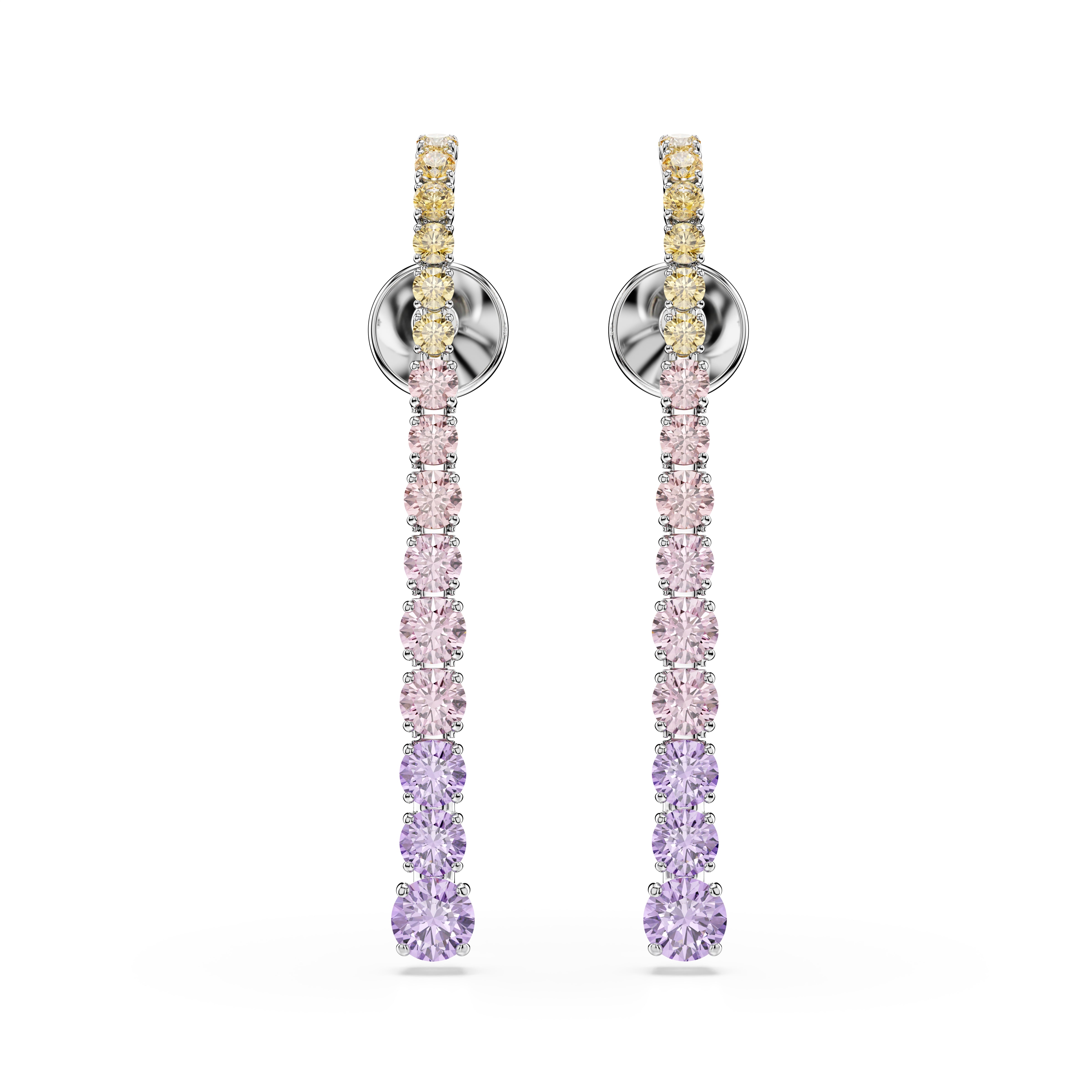 Swarovski Matrix Drop Earrings – Gradient of round cuts, Multicolored, Rhodium plated