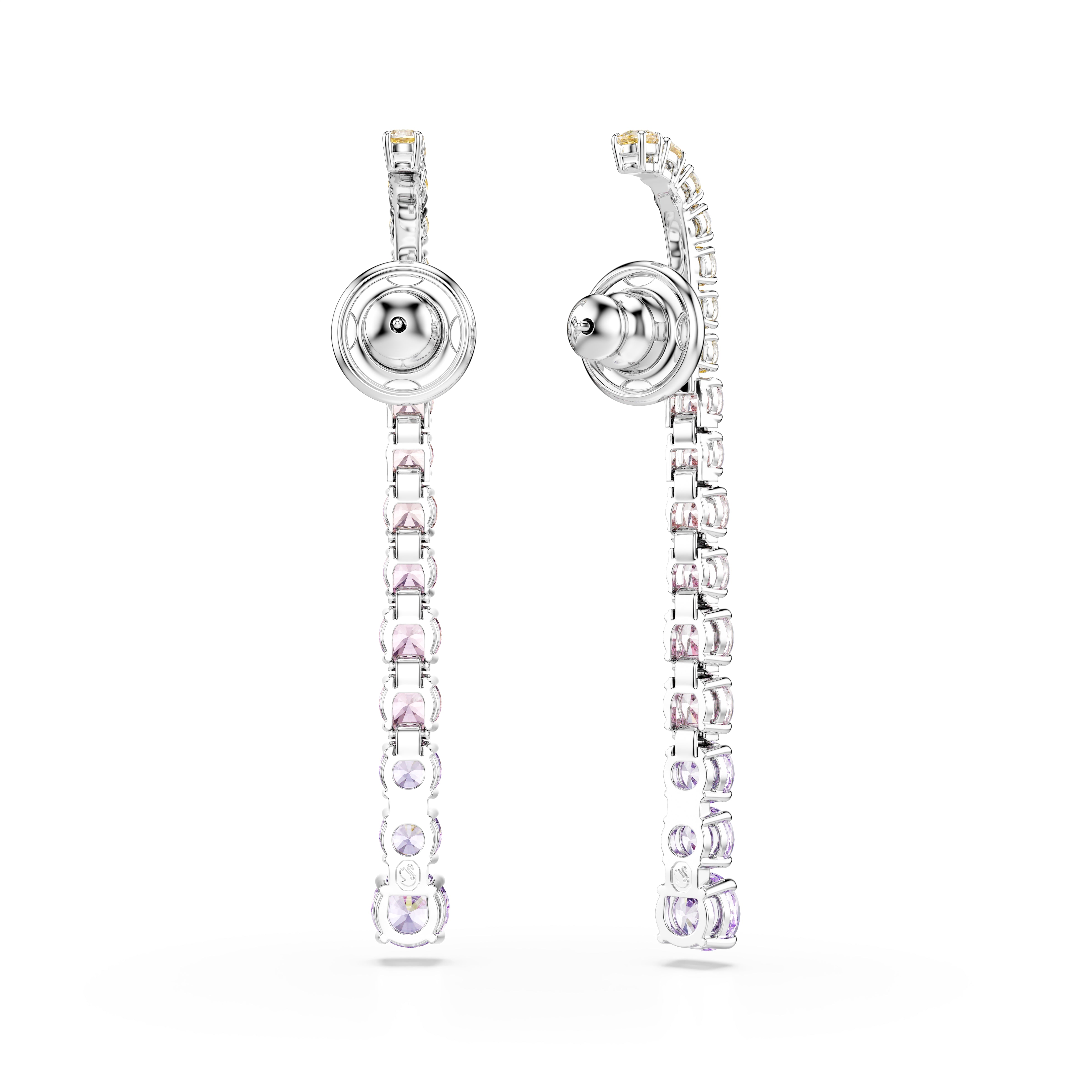 Swarovski Matrix Drop Earrings – Gradient of round cuts, Multicolored, Rhodium plated