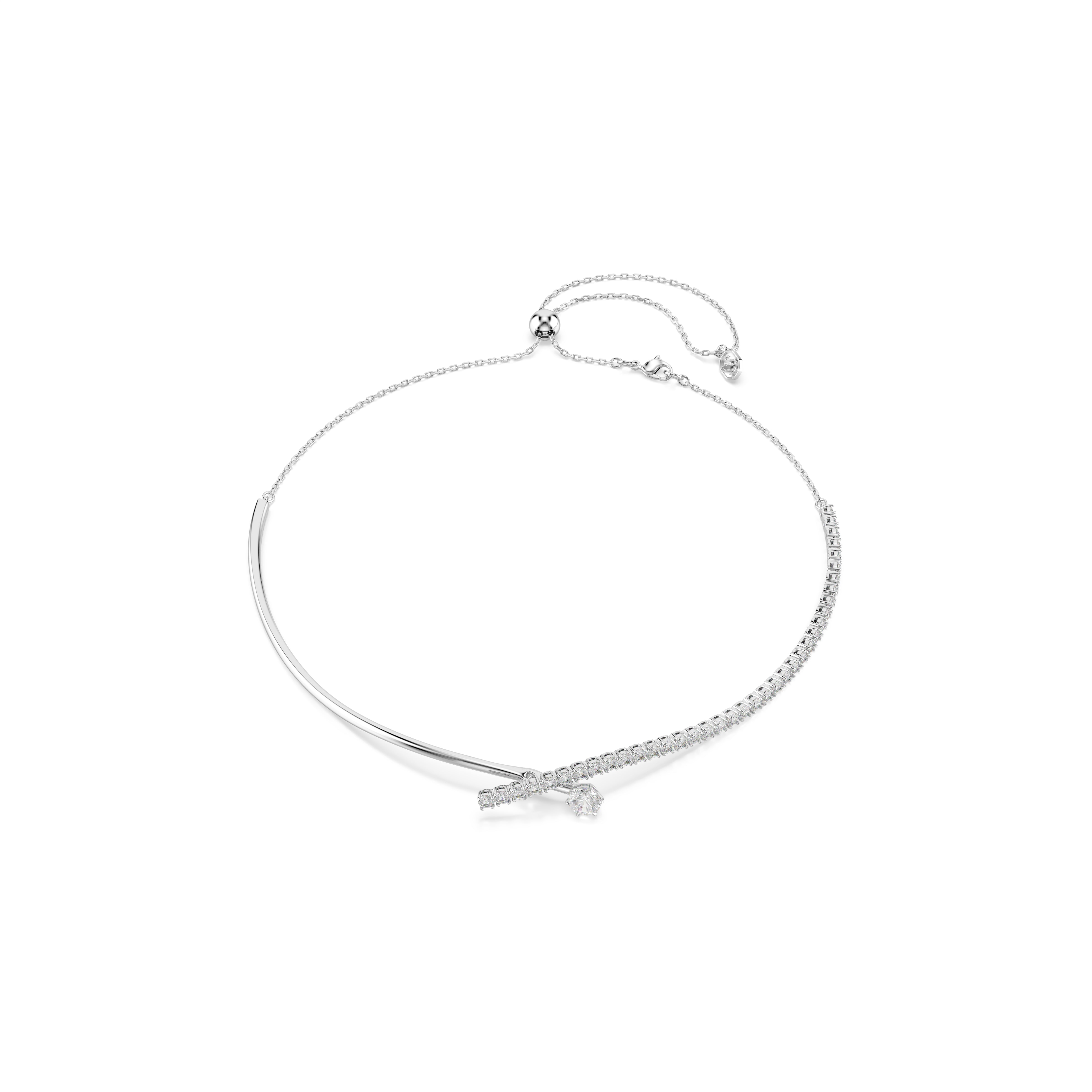 Swarovski Matrix Necklace – Round cut, White, Rhodium plated