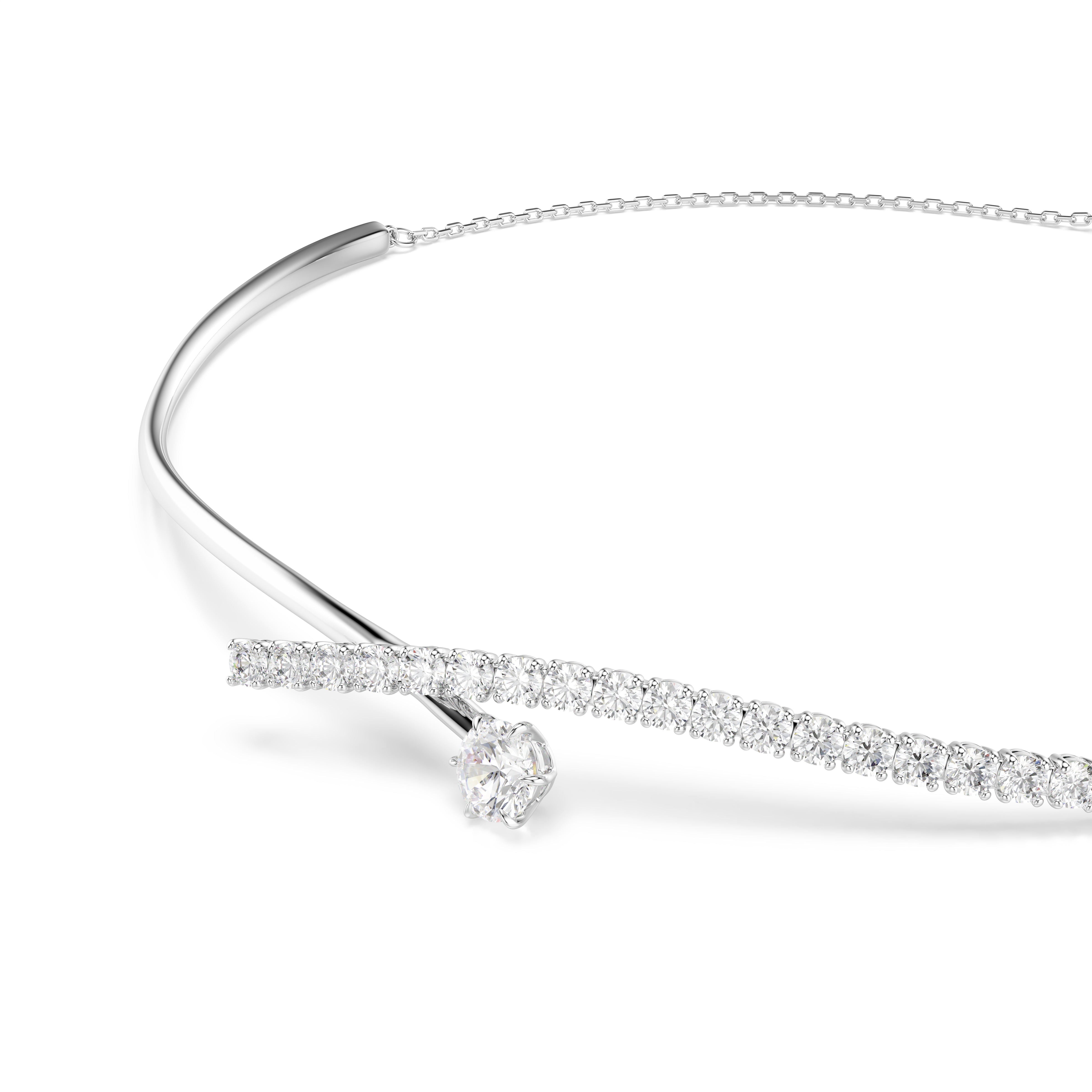 Swarovski Matrix Necklace – Round cut, White, Rhodium plated