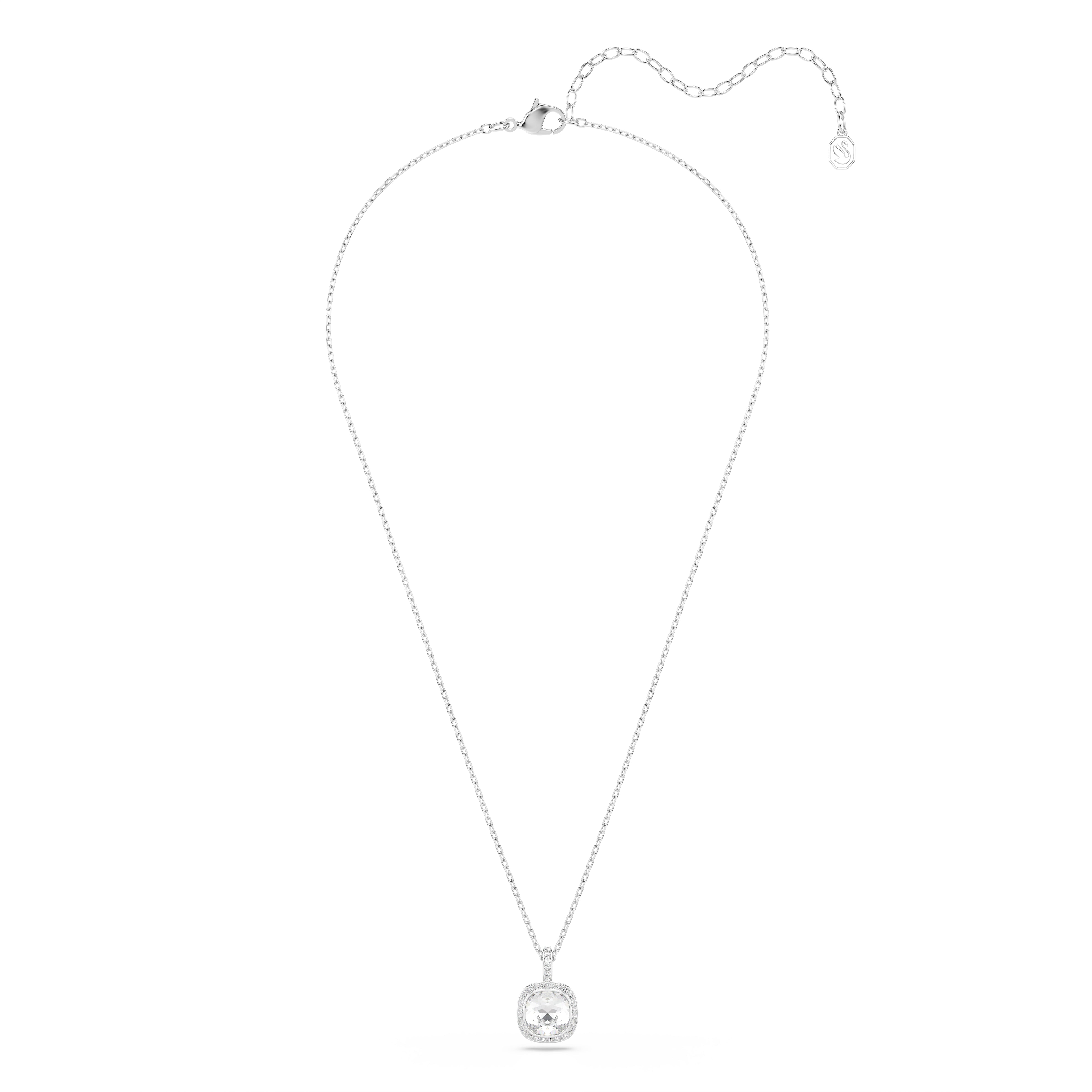 Swarovski Una Angelic Pendant – Cushion cut, White, Rhodium plated