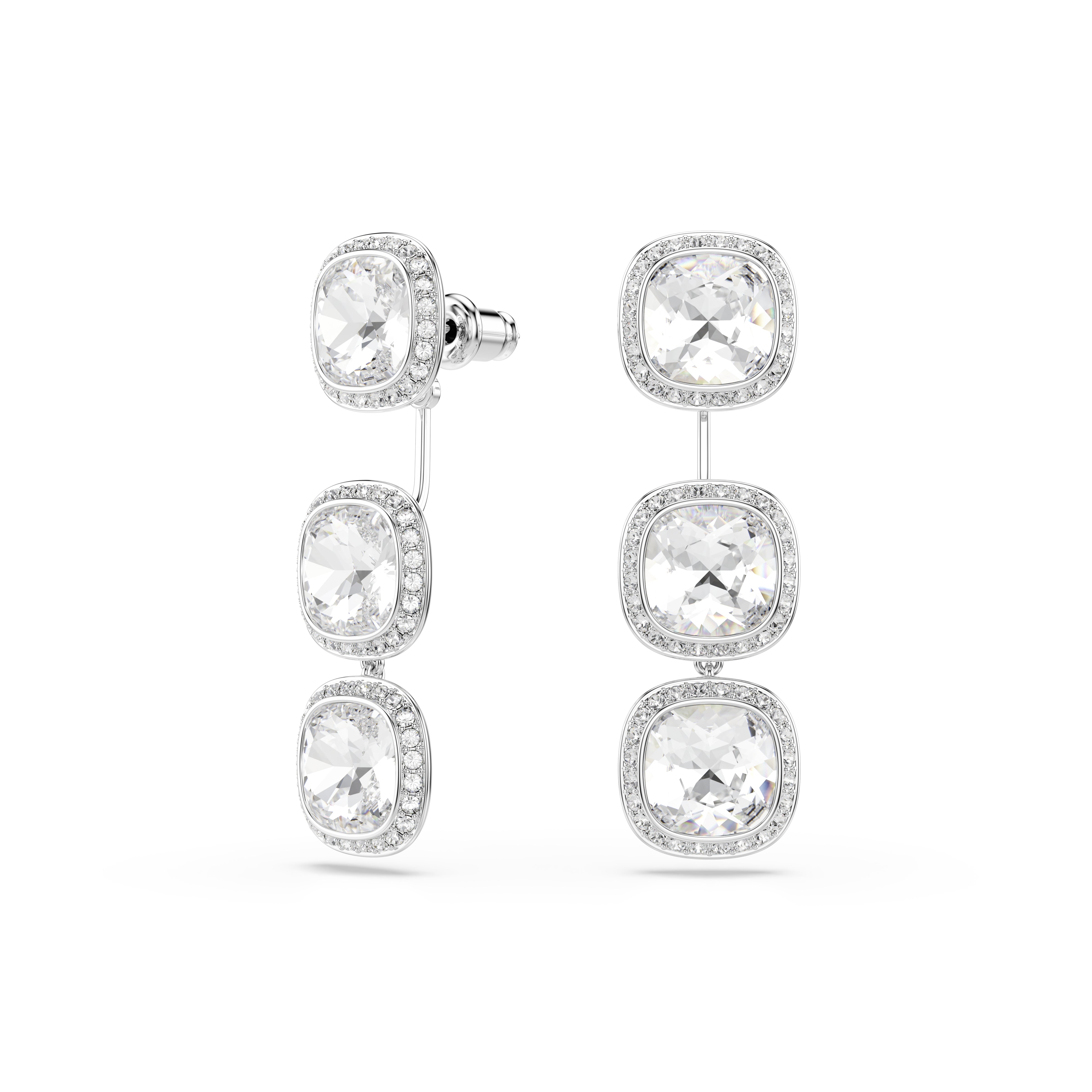 Swarovski Una Angelic Earrings – Cushion cut, White, Rhodium plated