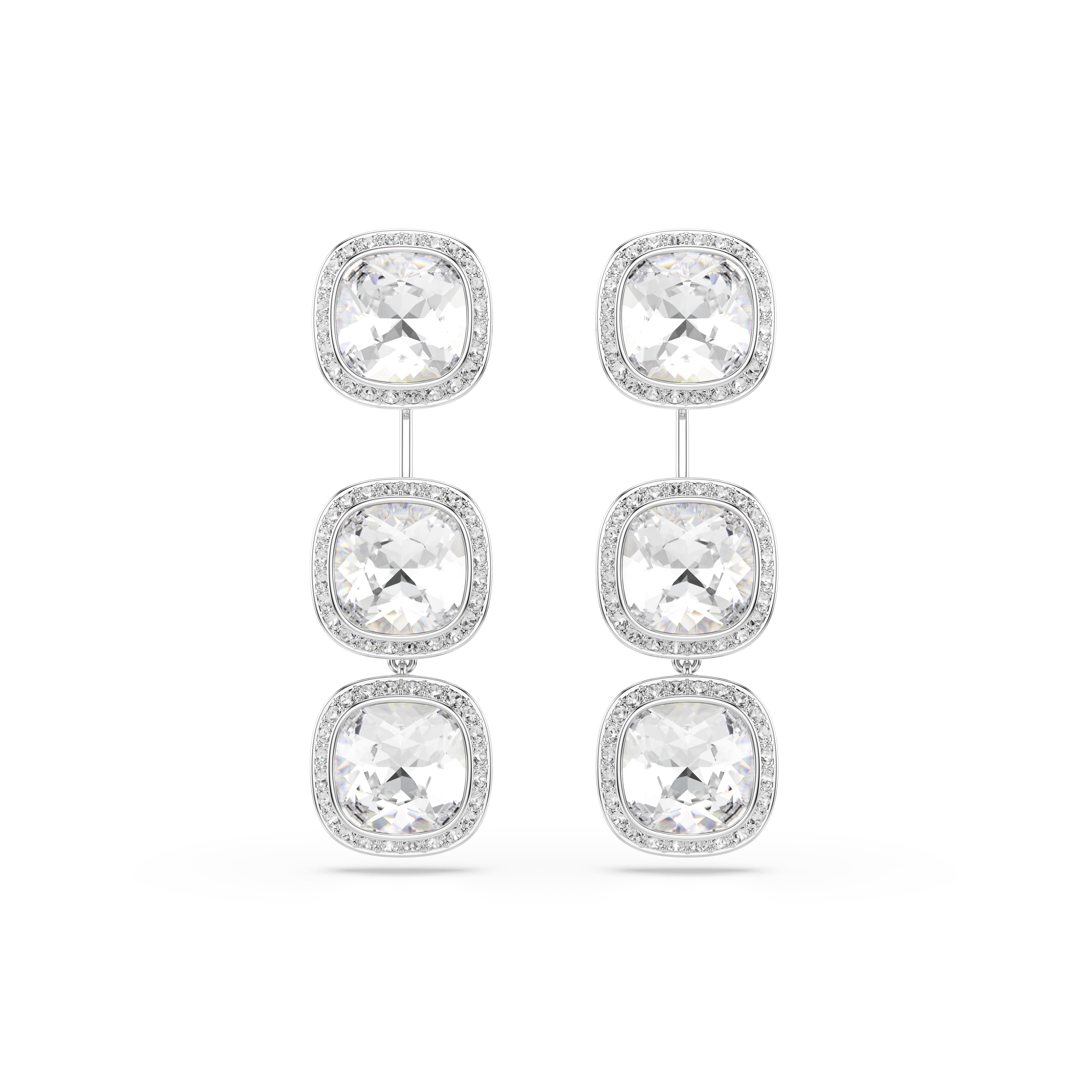Swarovski Una Angelic Earrings – Cushion cut, White, Rhodium plated