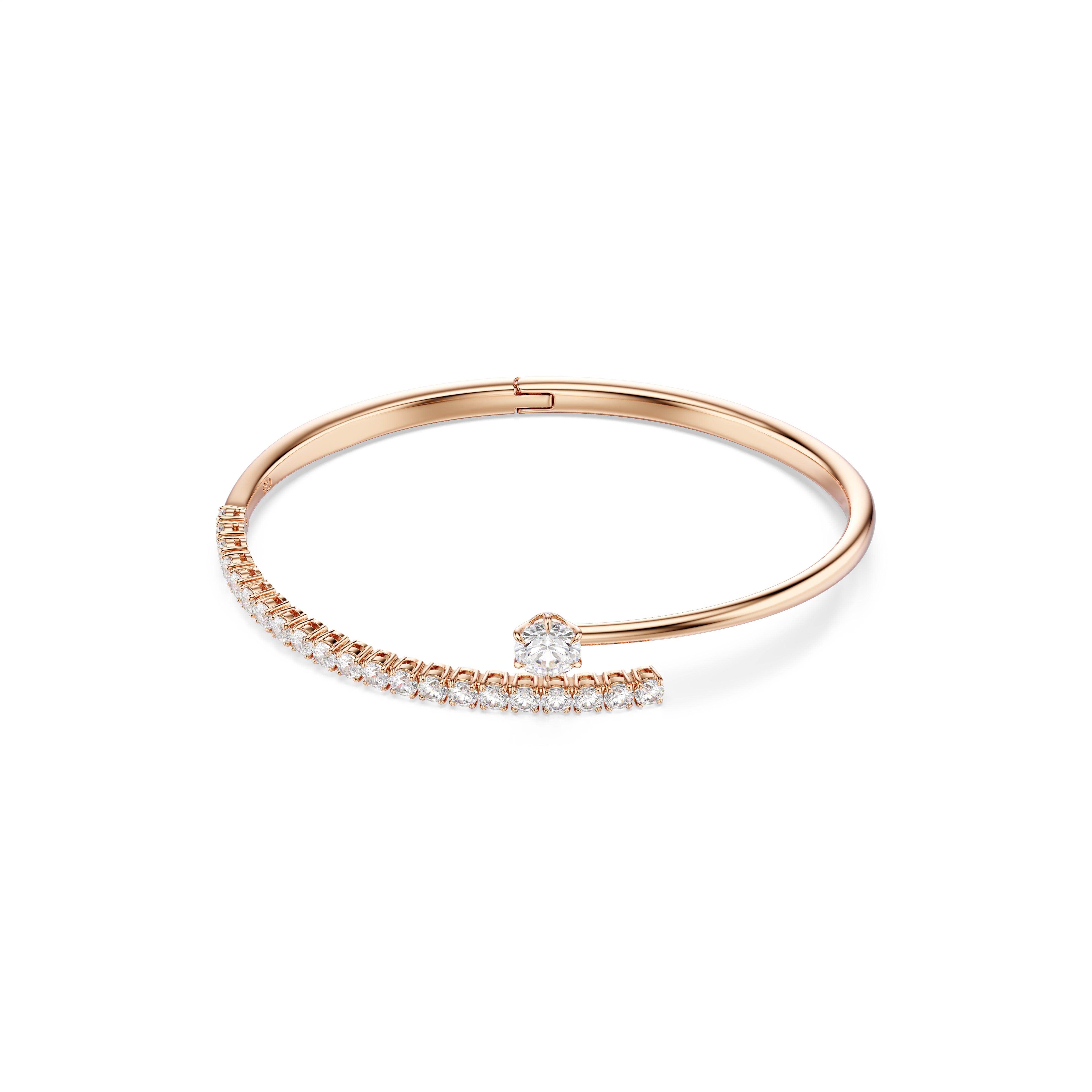 Swarovski Matrix Bangle – Round cut, White, 18K rose gold finish