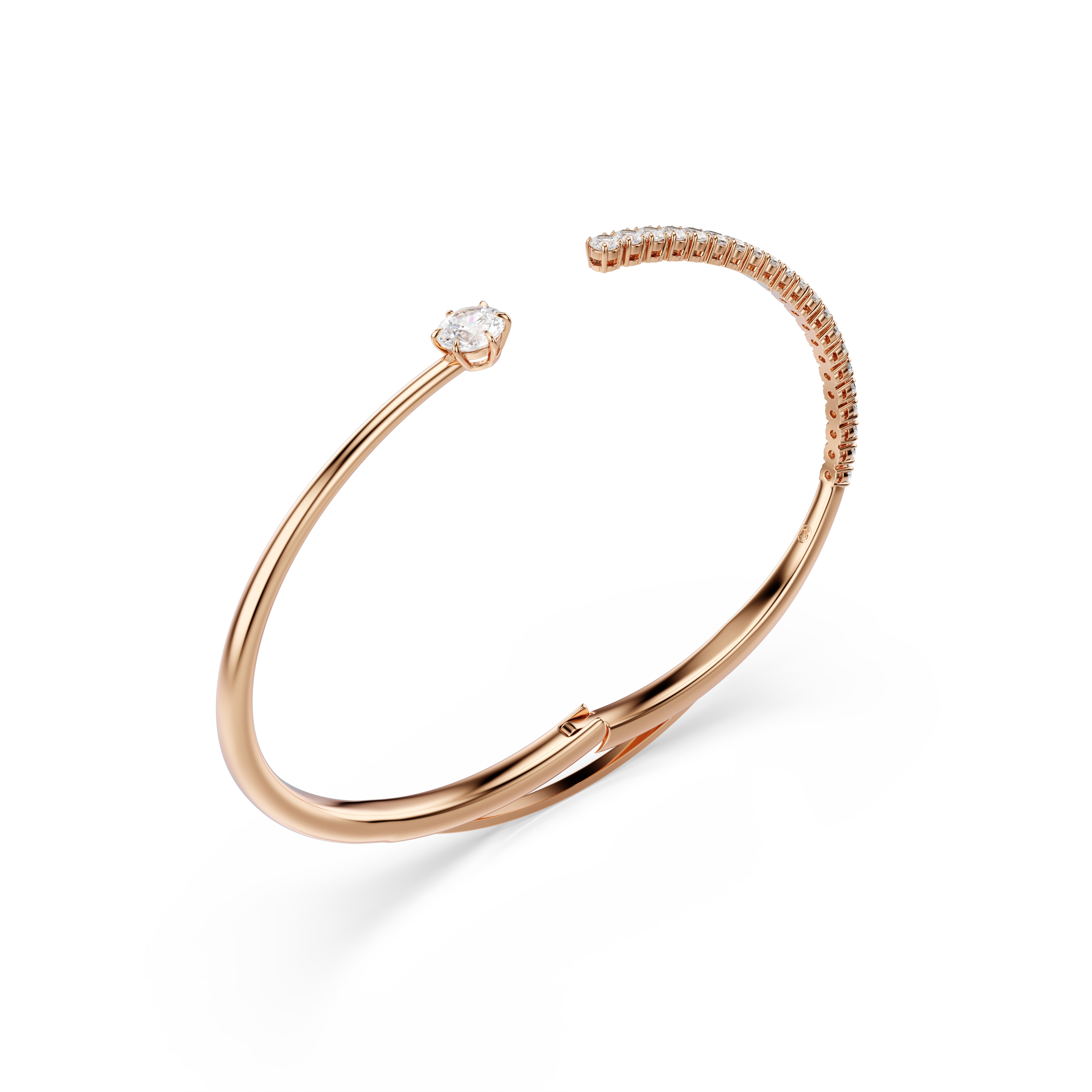 Swarovski Matrix Bangle – Round cut, White, 18K rose gold finish