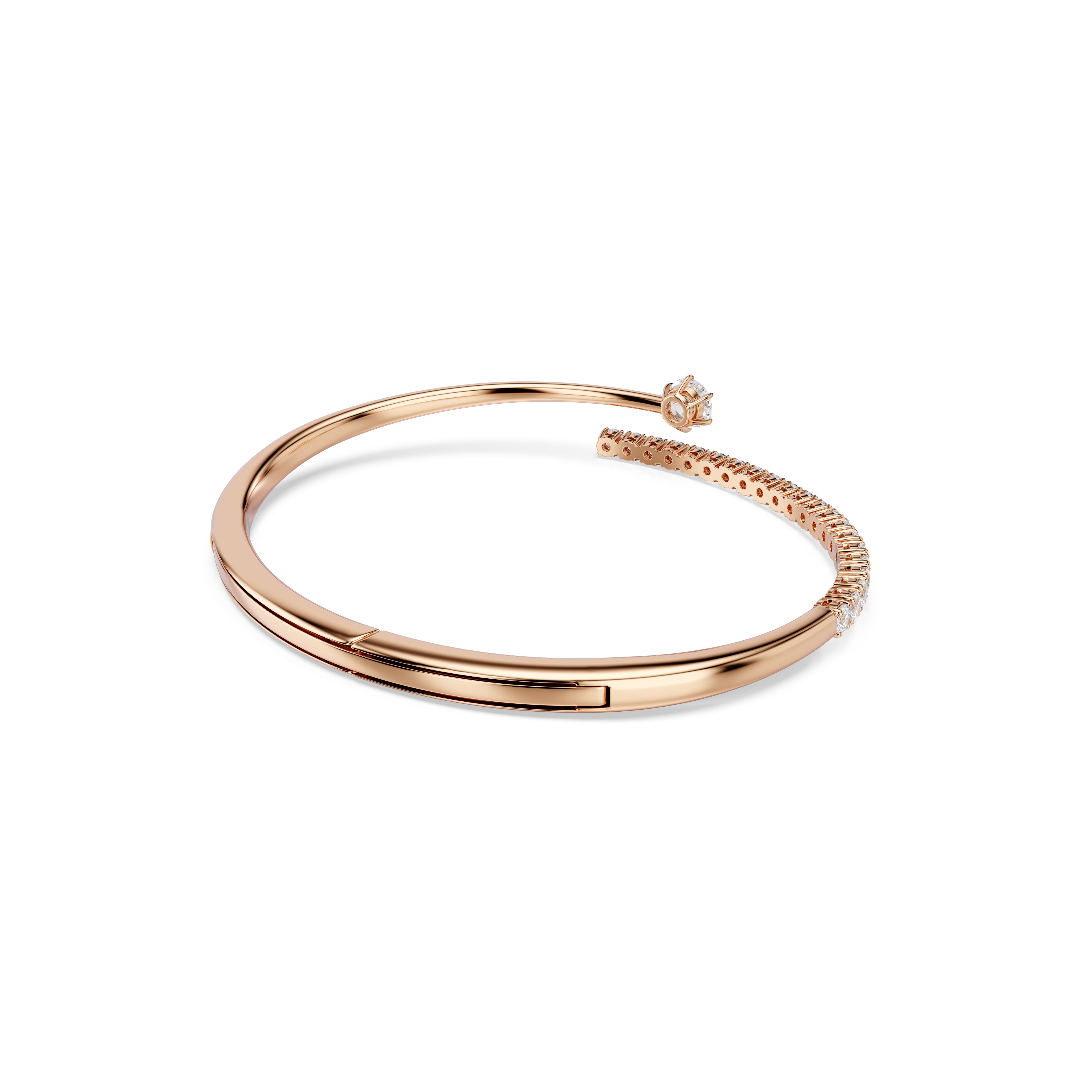 Swarovski Matrix Bangle – Round cut, White, 18K rose gold finish