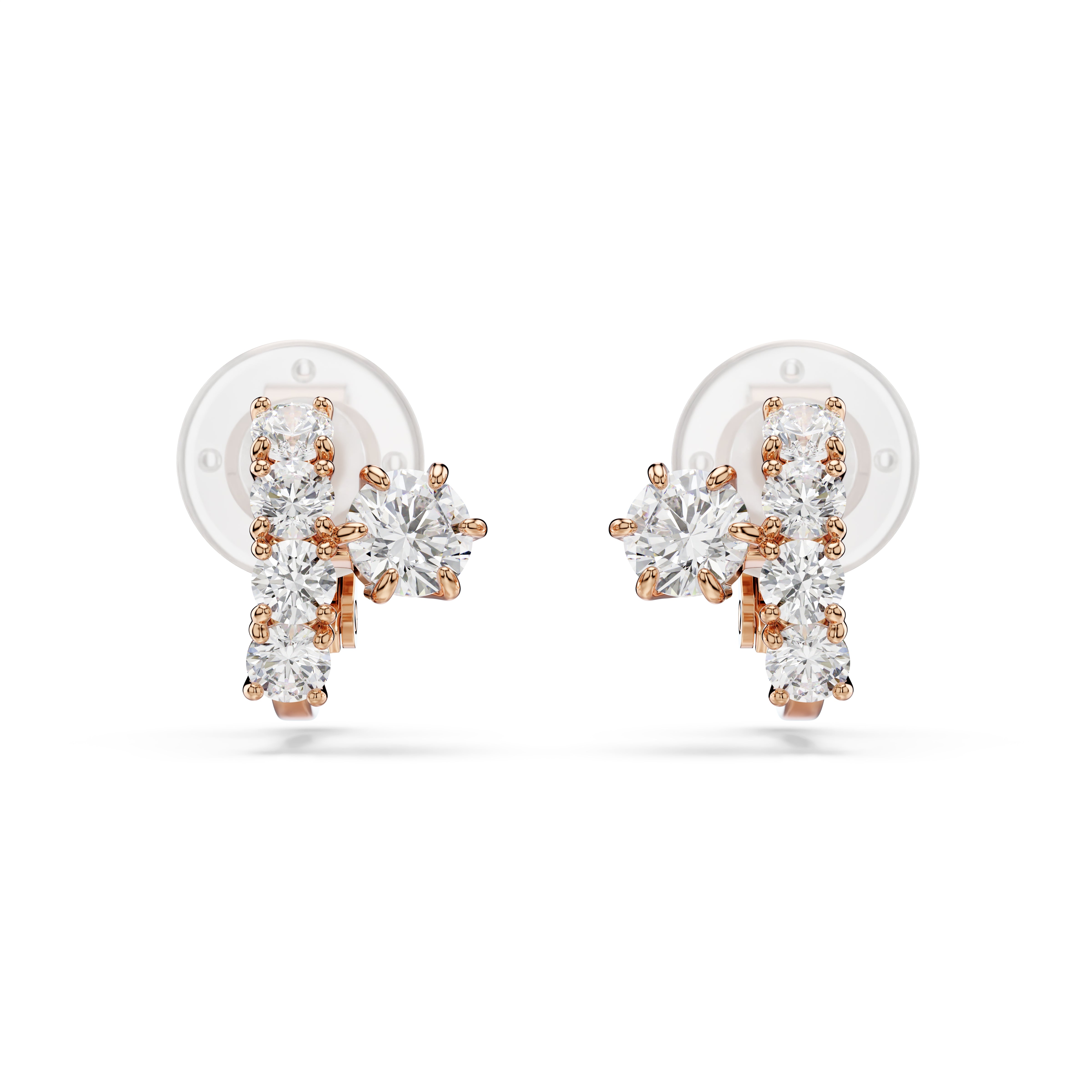 Swarovski Matrix Clip Earrings – Round cut, White, 18K rose gold finish
