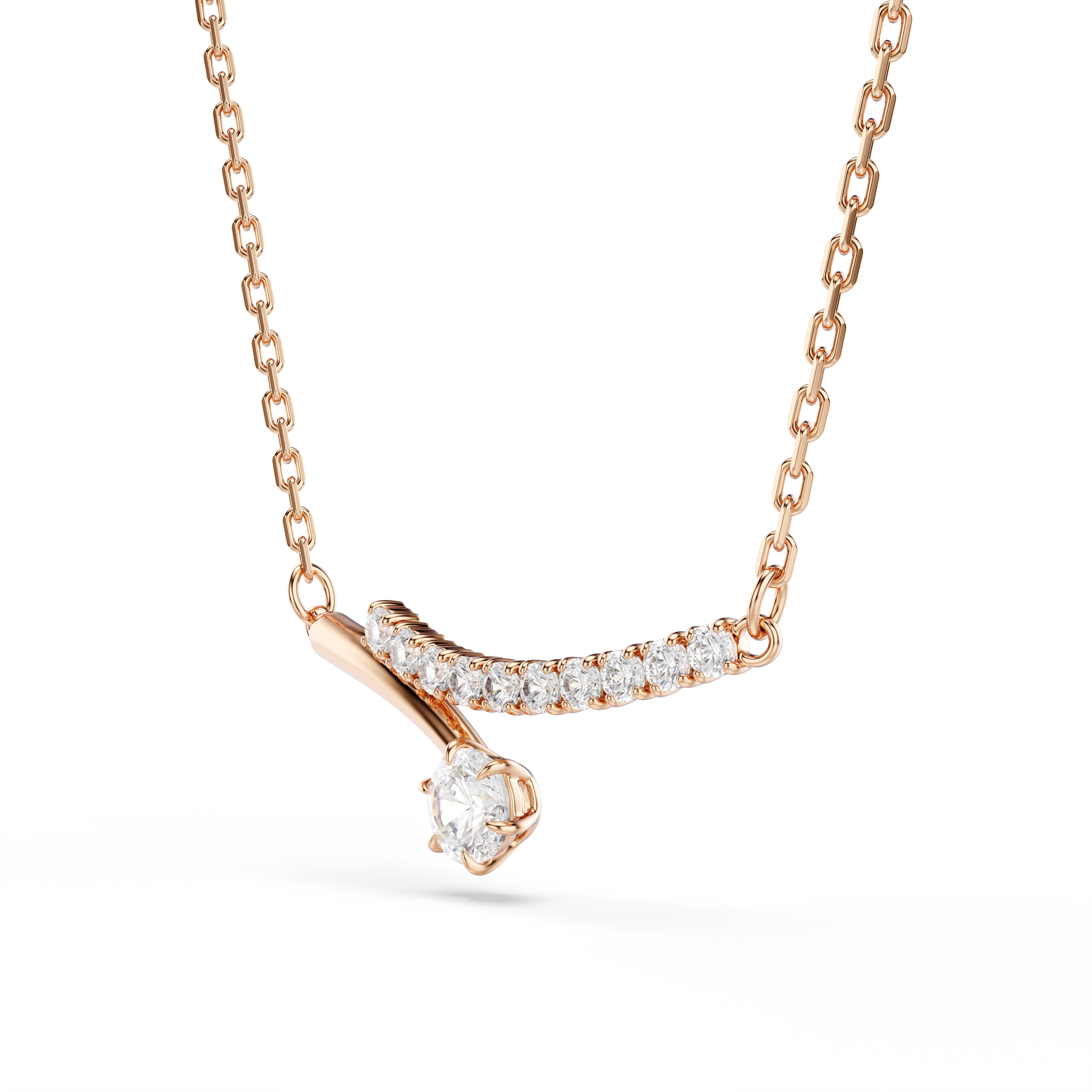 Swarovski Matrix Necklace – Round cut, White, 18K rose gold finish