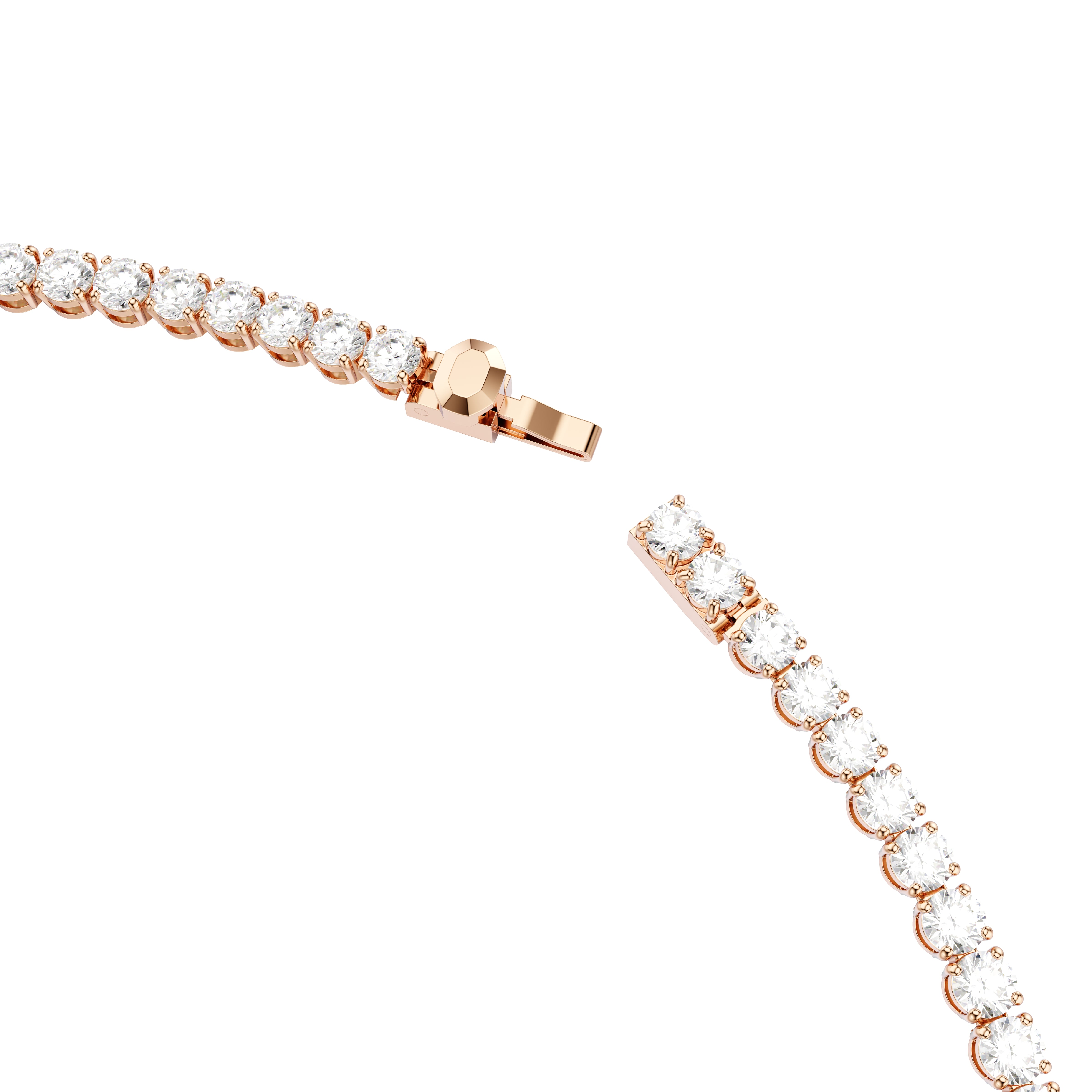 Swarovski Matrix Tennis Necklace – Round cut, White, 18K rose gold finish