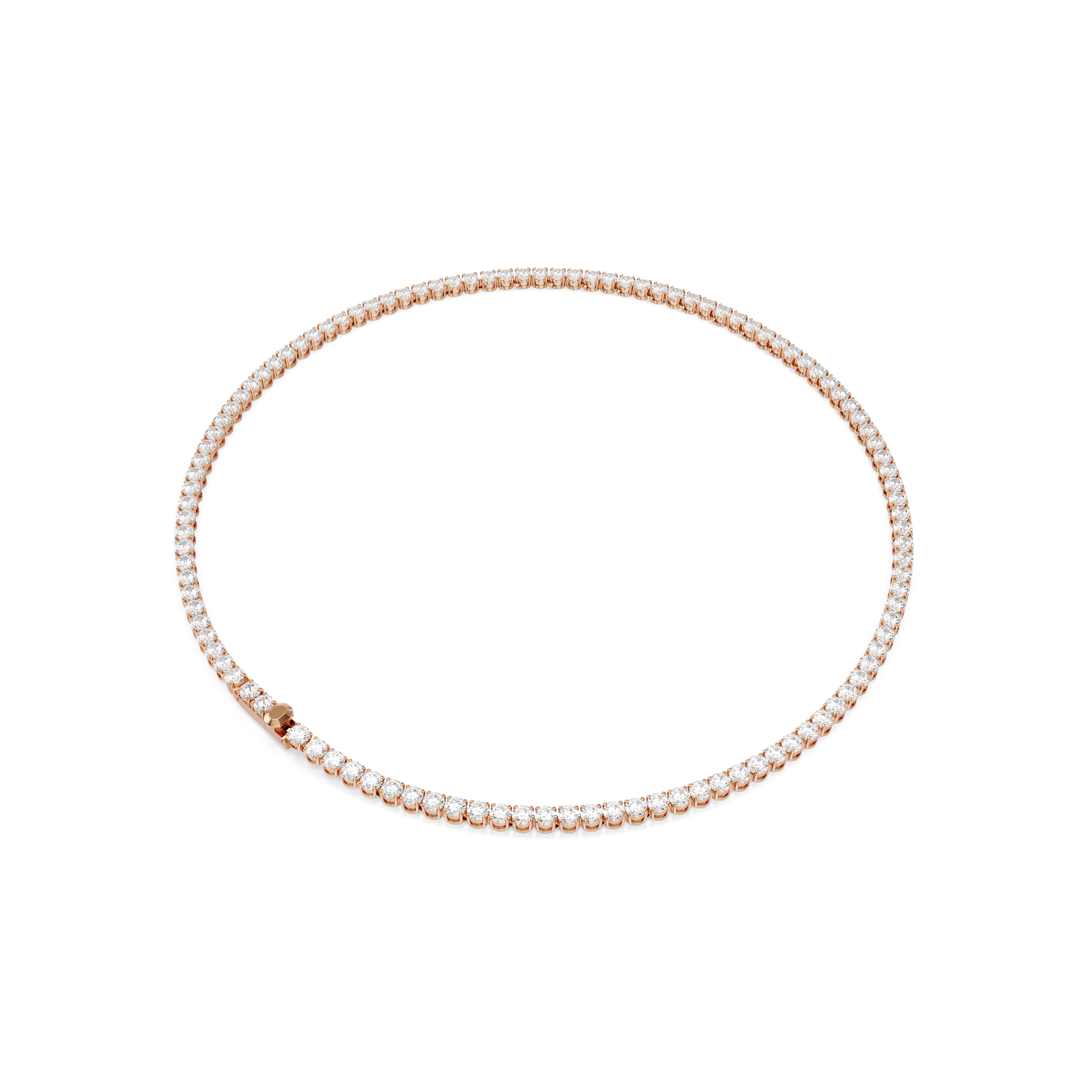 Swarovski Matrix Tennis Necklace – Round cut, White, 18K rose gold finish