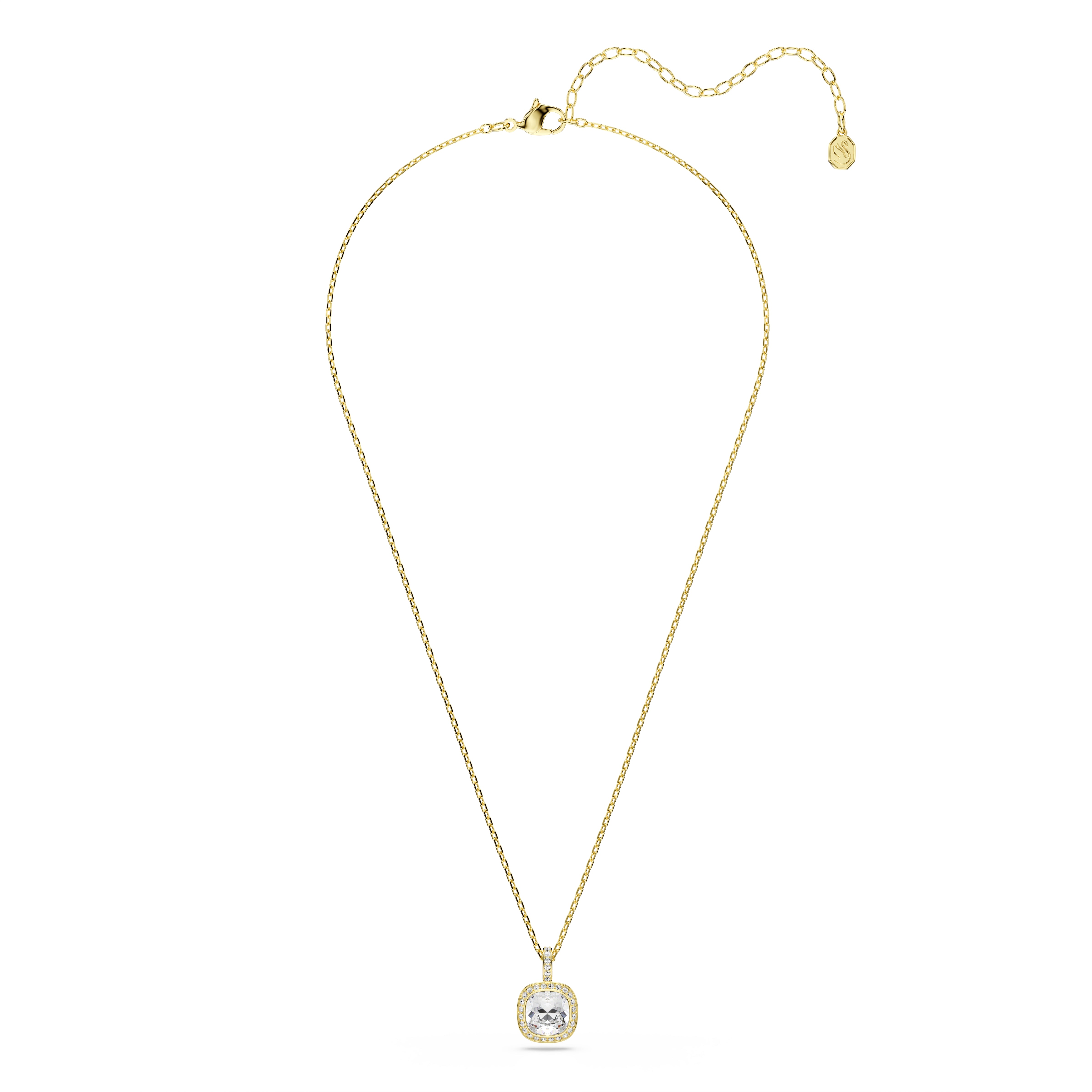 Swarovski Una Angelic Pendant – Cushion cut, White, 18K gold finish