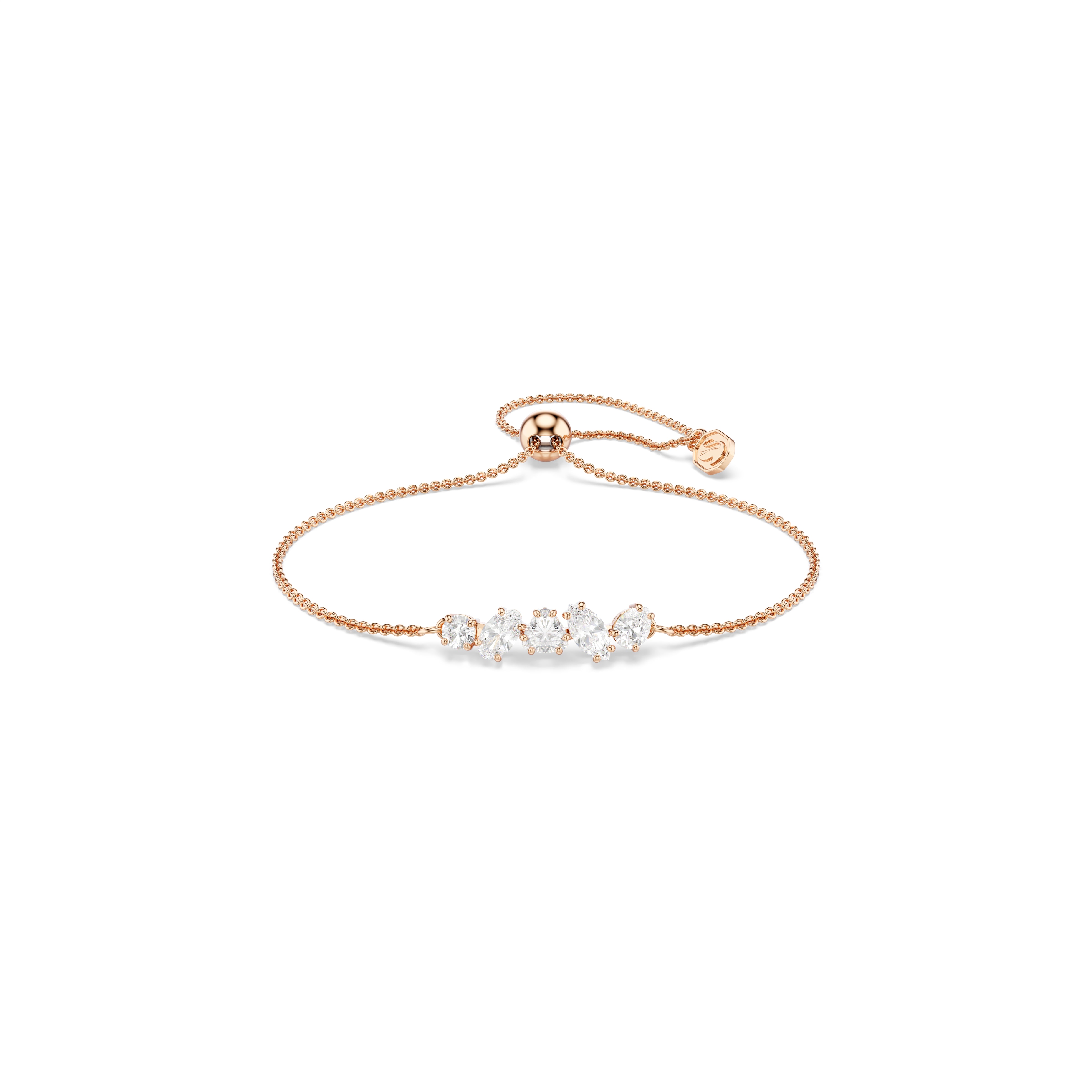 Swarovski Mesmera Bracelet – Mixed cuts, White, 18K rose gold finish