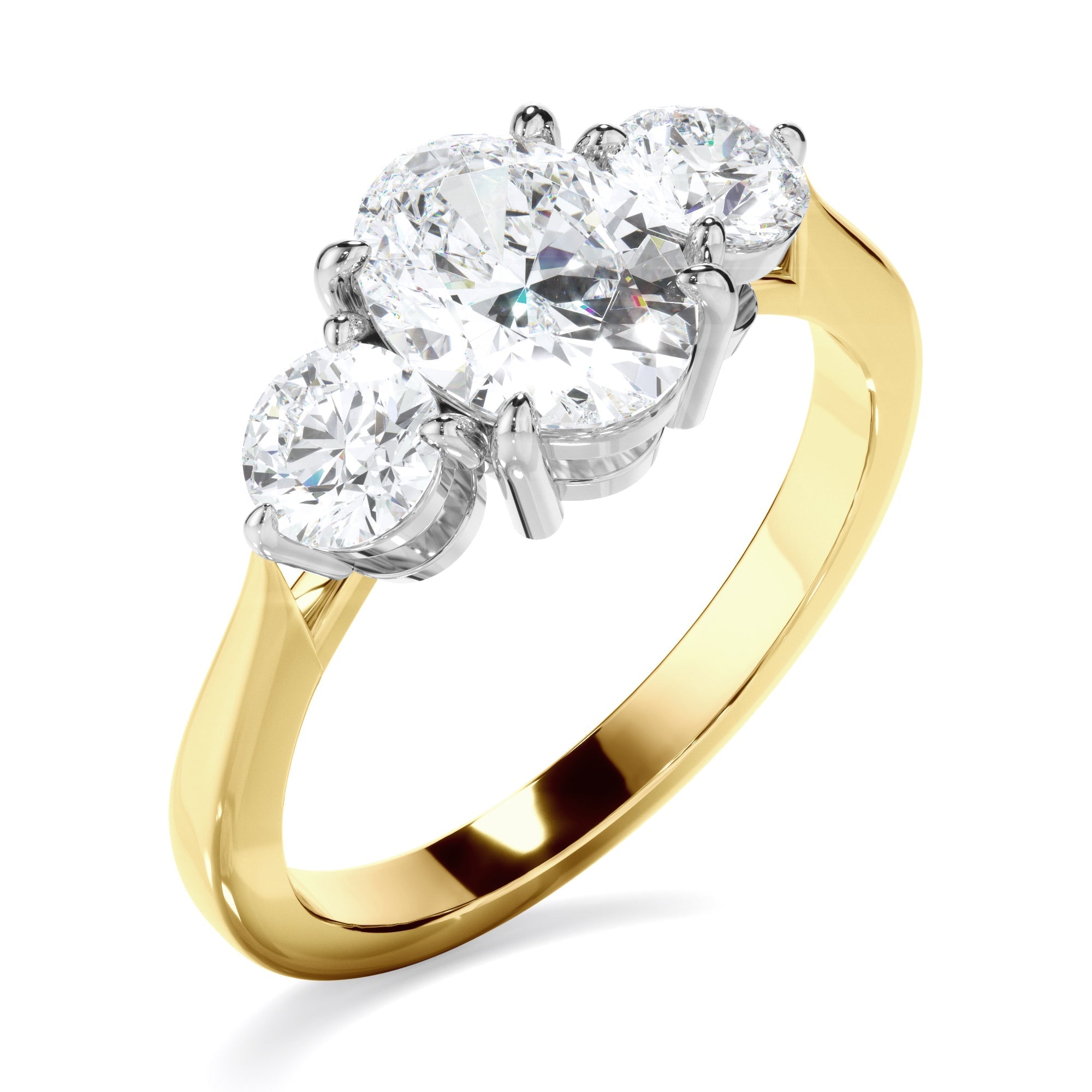 Oval Cut Diamond Trilogy Engagement Ring