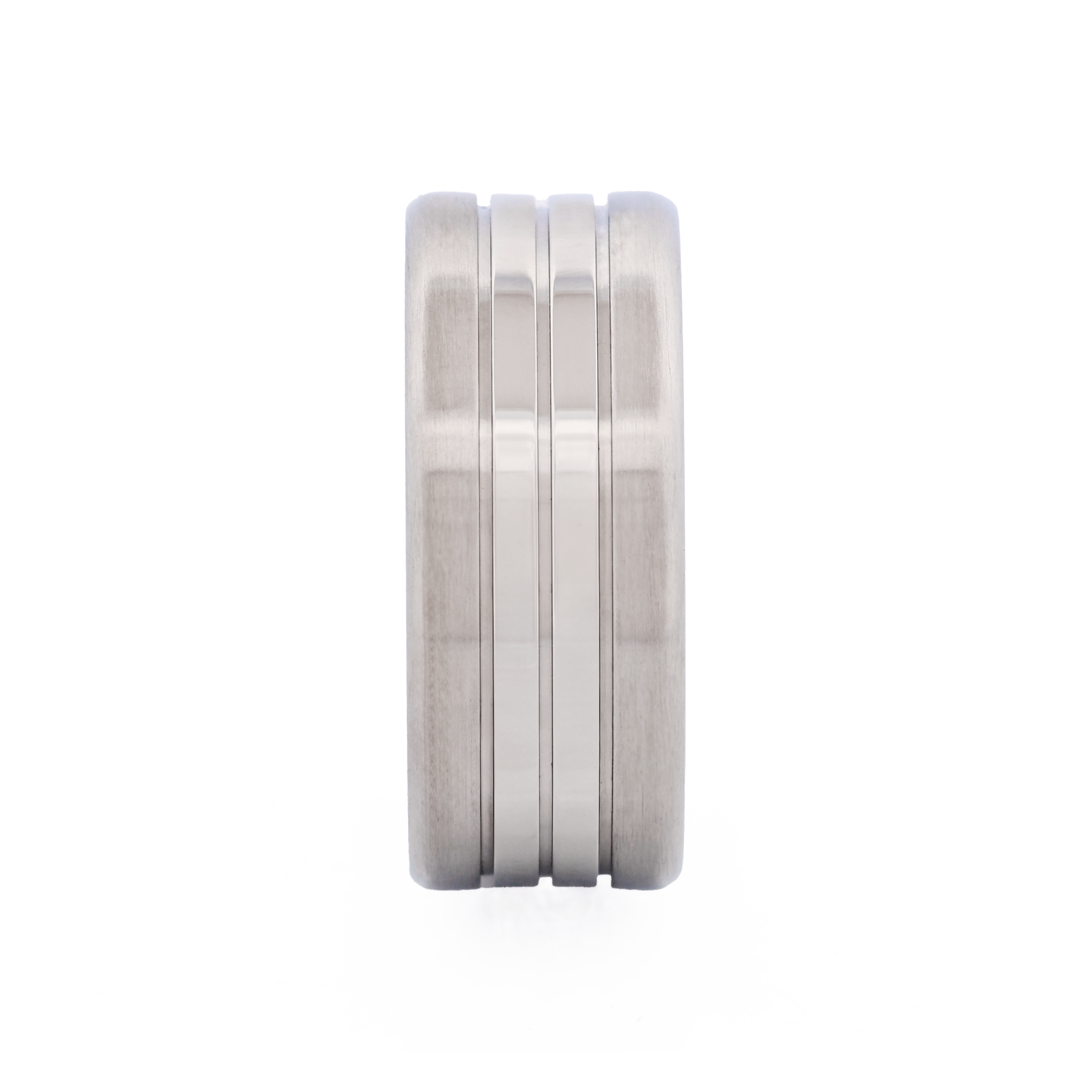 Cudworth Brushed Stainless Steel Ring with Double Polished Centre Bands