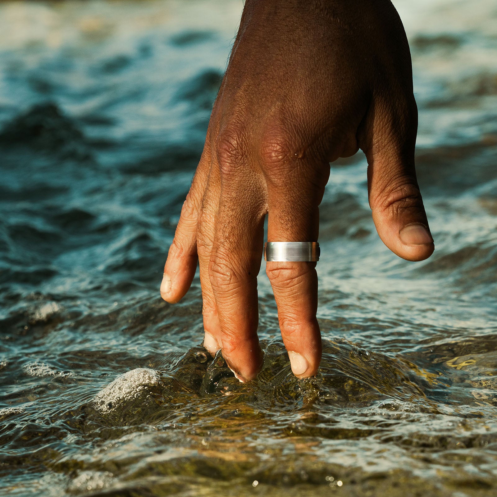 Cudworth Polished Stainless Steel Ring with Brushed Centre Band