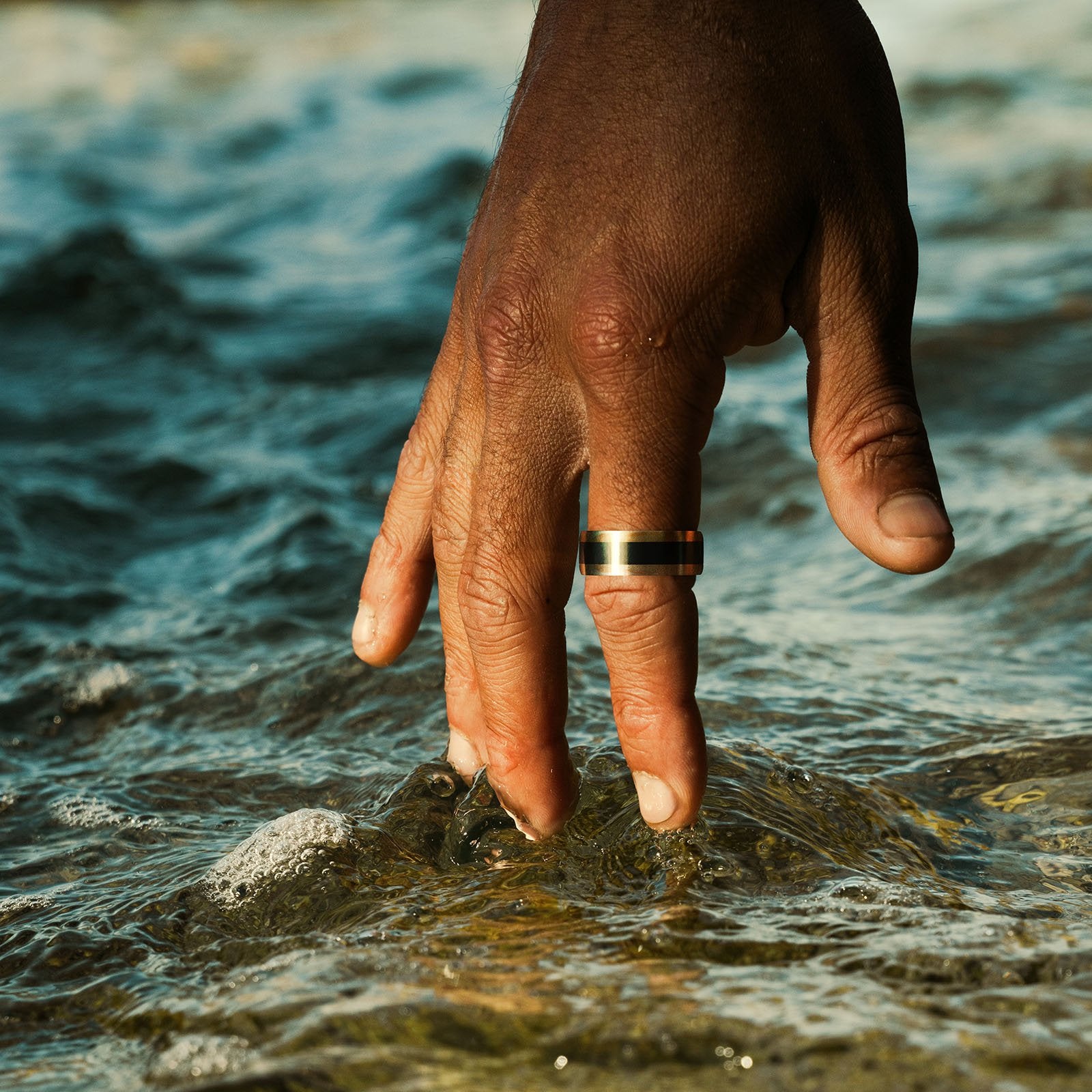 Cudworth Stainless Steel Ion Plated Rose Gold & Carbon Fibre Ring