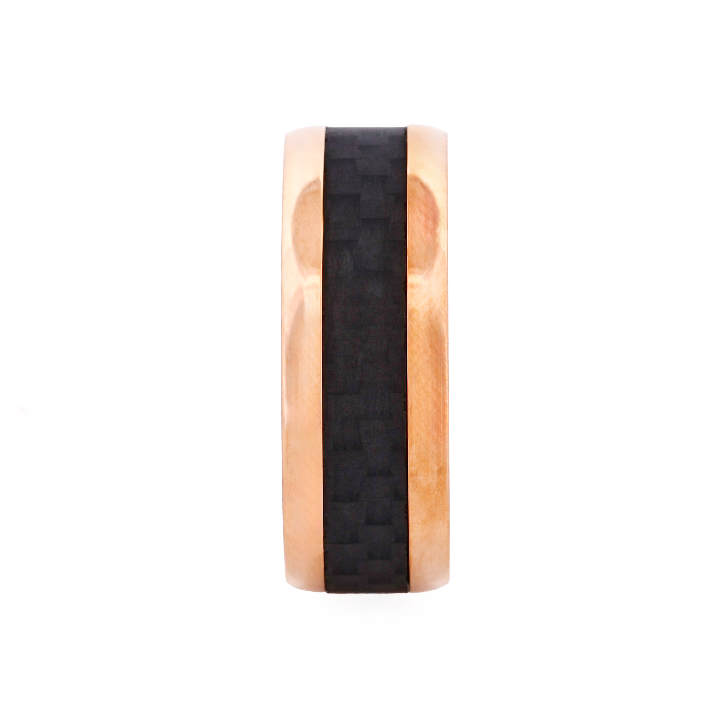 Cudworth Stainless Steel Ion Plated Rose Gold & Carbon Fibre Ring