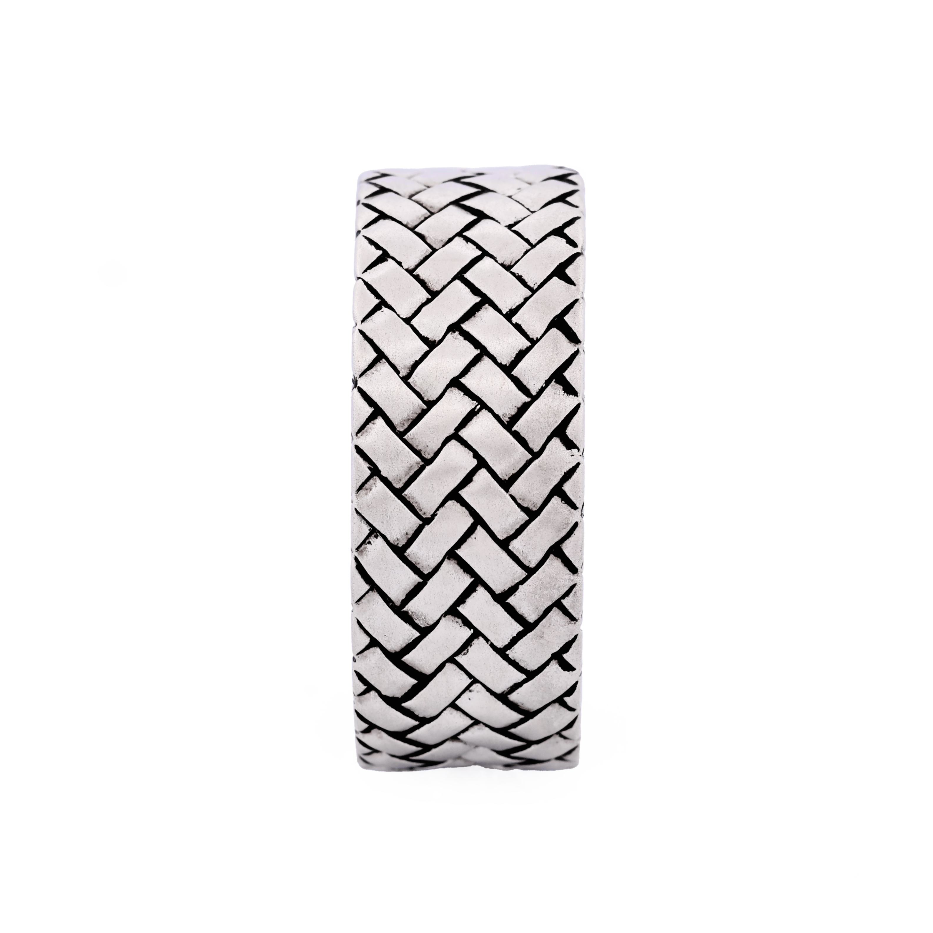 Cudworth Pearl Rhodium Plated Woven Pattern Sterling Silver Ring