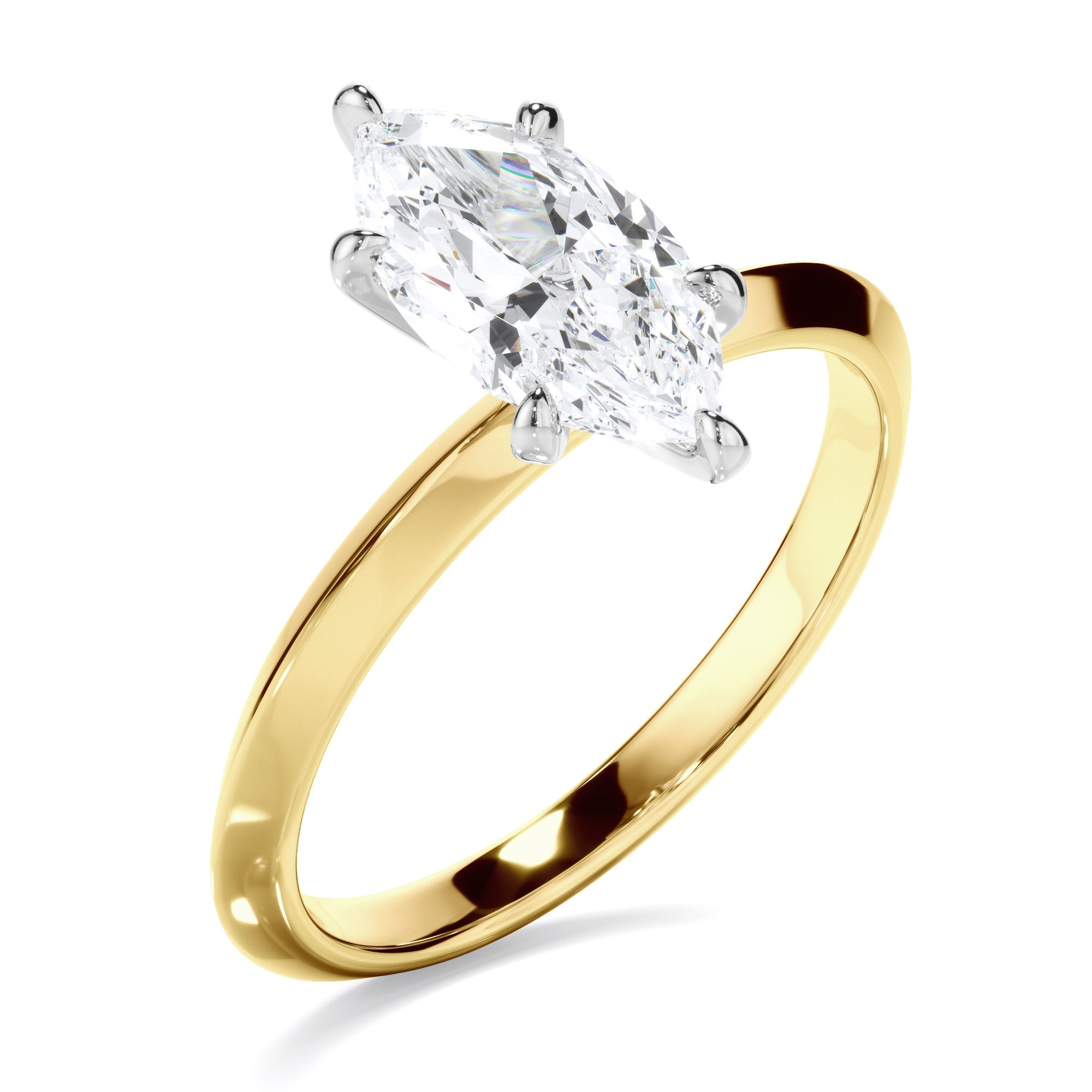 Marquise Cut Diamond Solitaire Knife Edge Engagement Ring