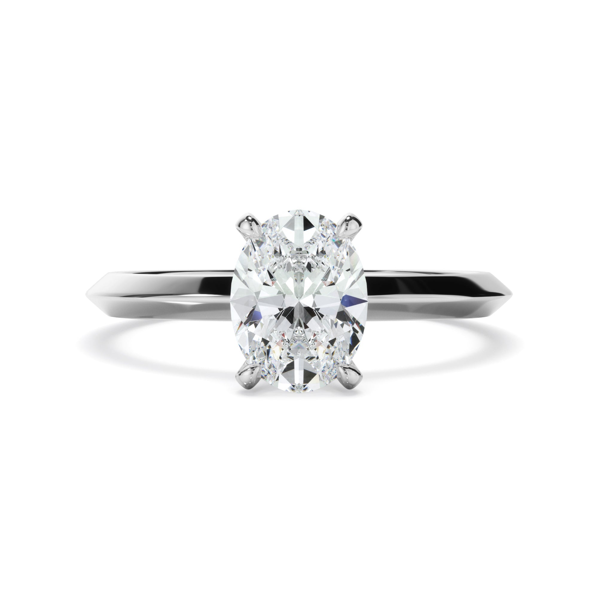 Oval Cut Diamond Solitaire Knife Edge Engagement Ring