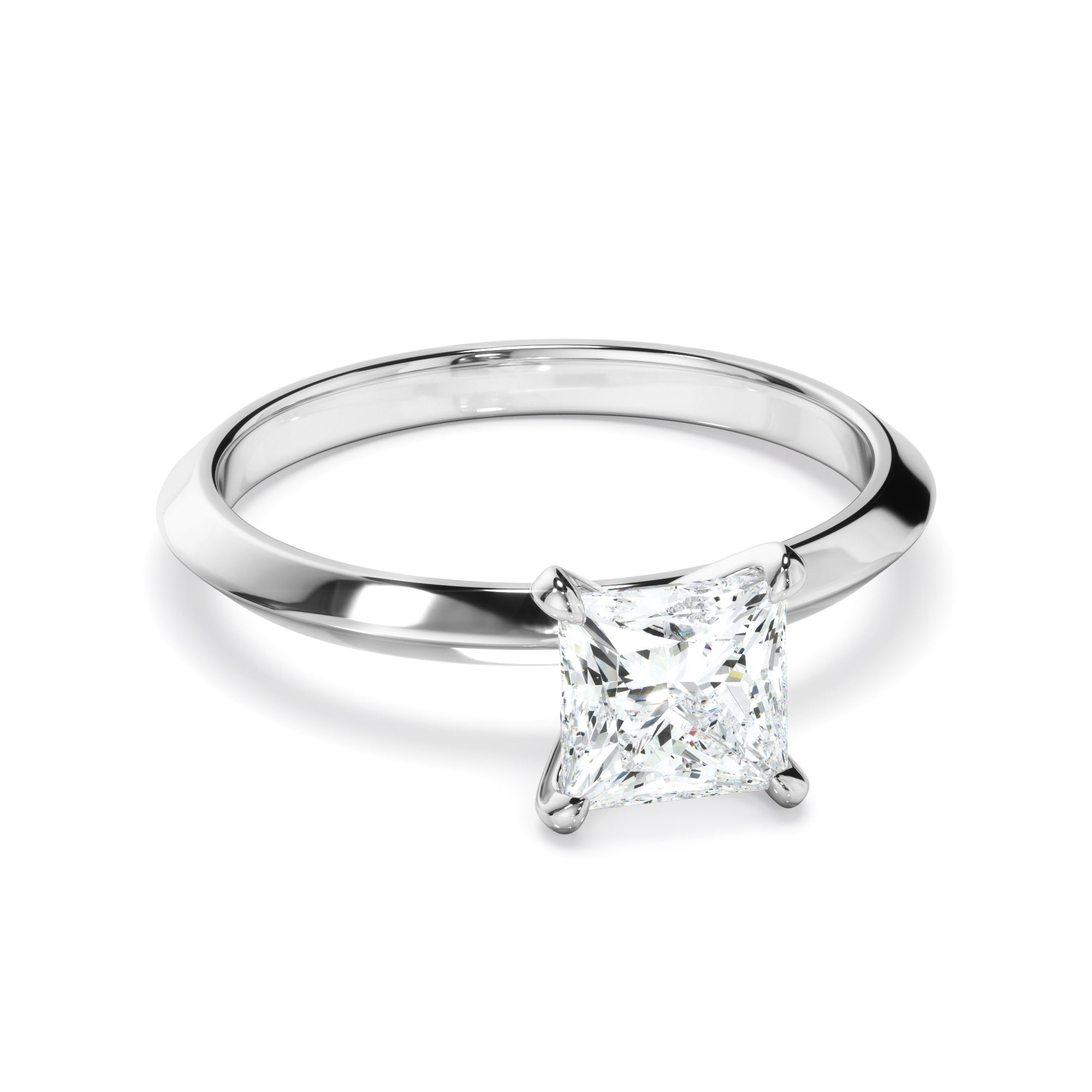 Princess Cut Diamond Solitaire Knife Edge Engagement Ring