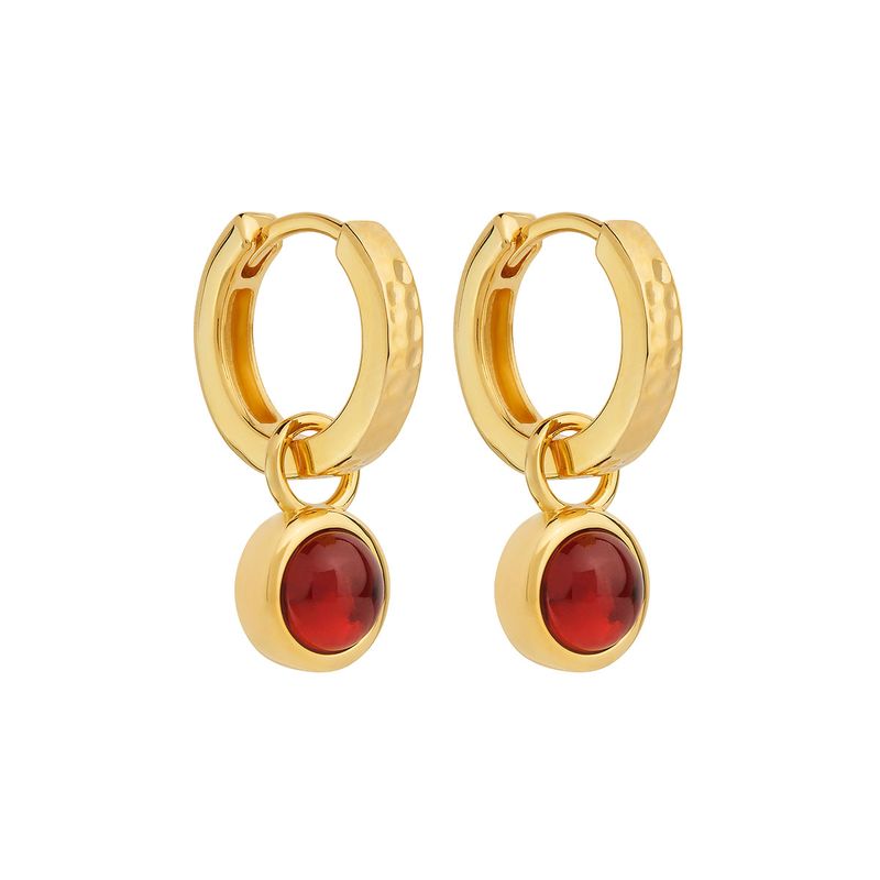 Najo Solace Yellow Gold Garnet Huggie Earring