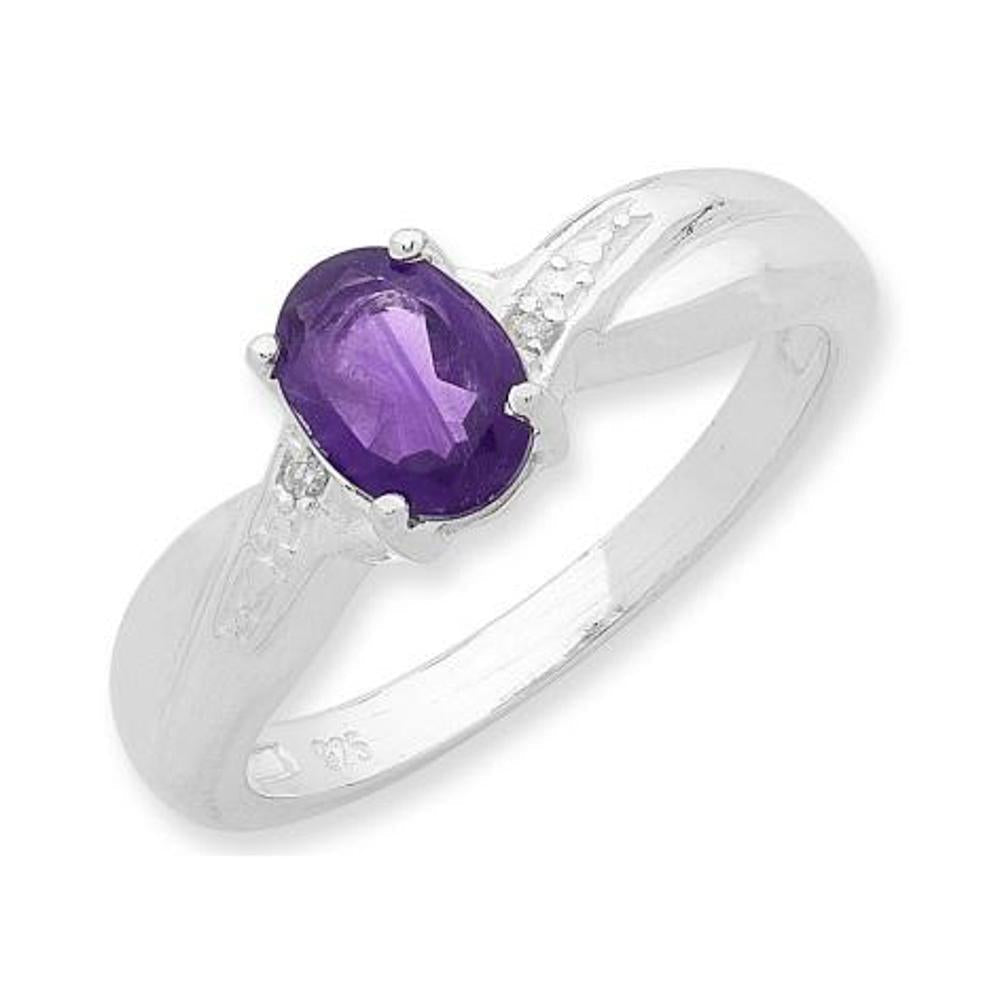 Sterling Silver Amethyst & Diamond Ring