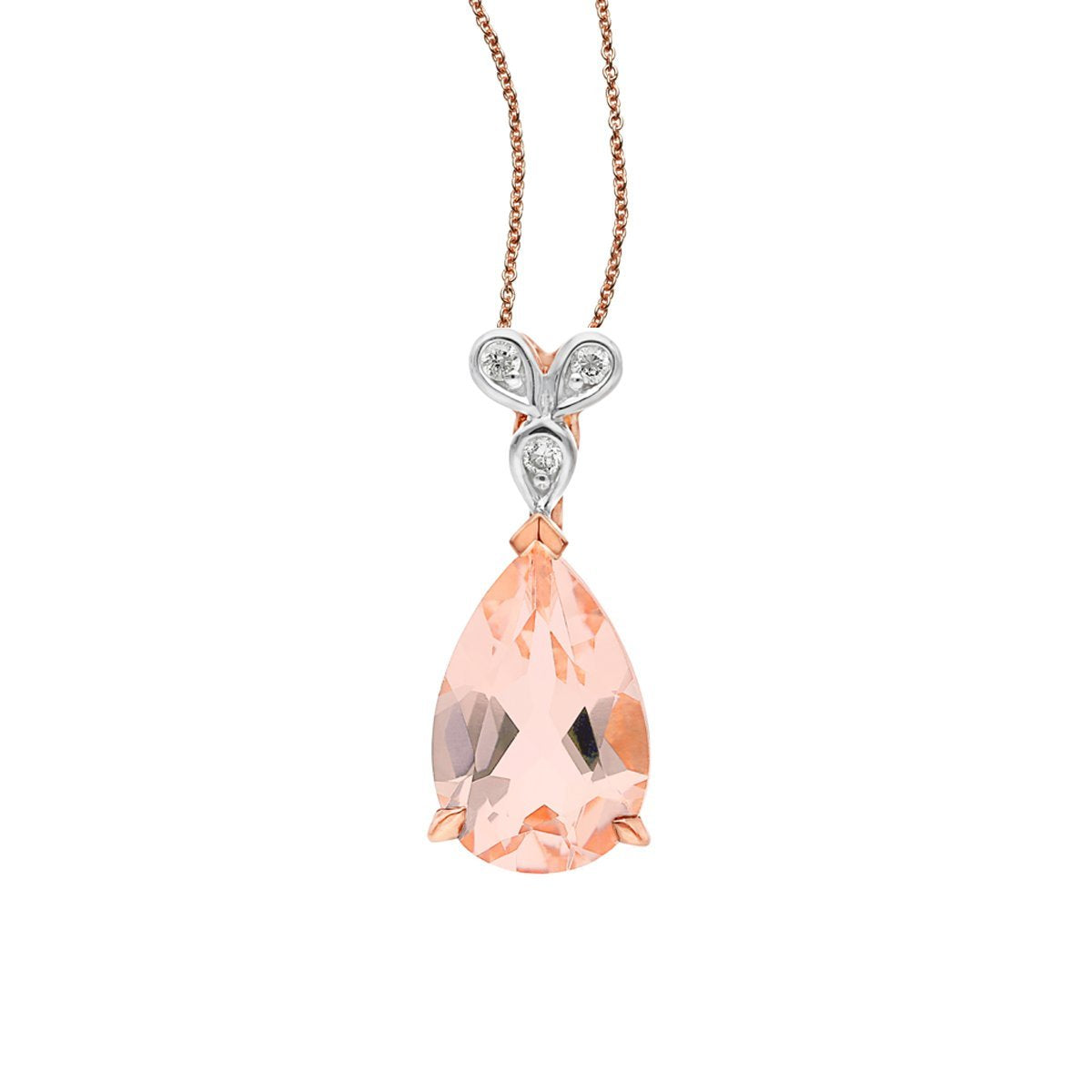 9ct rose gold morganite & diamond pendant