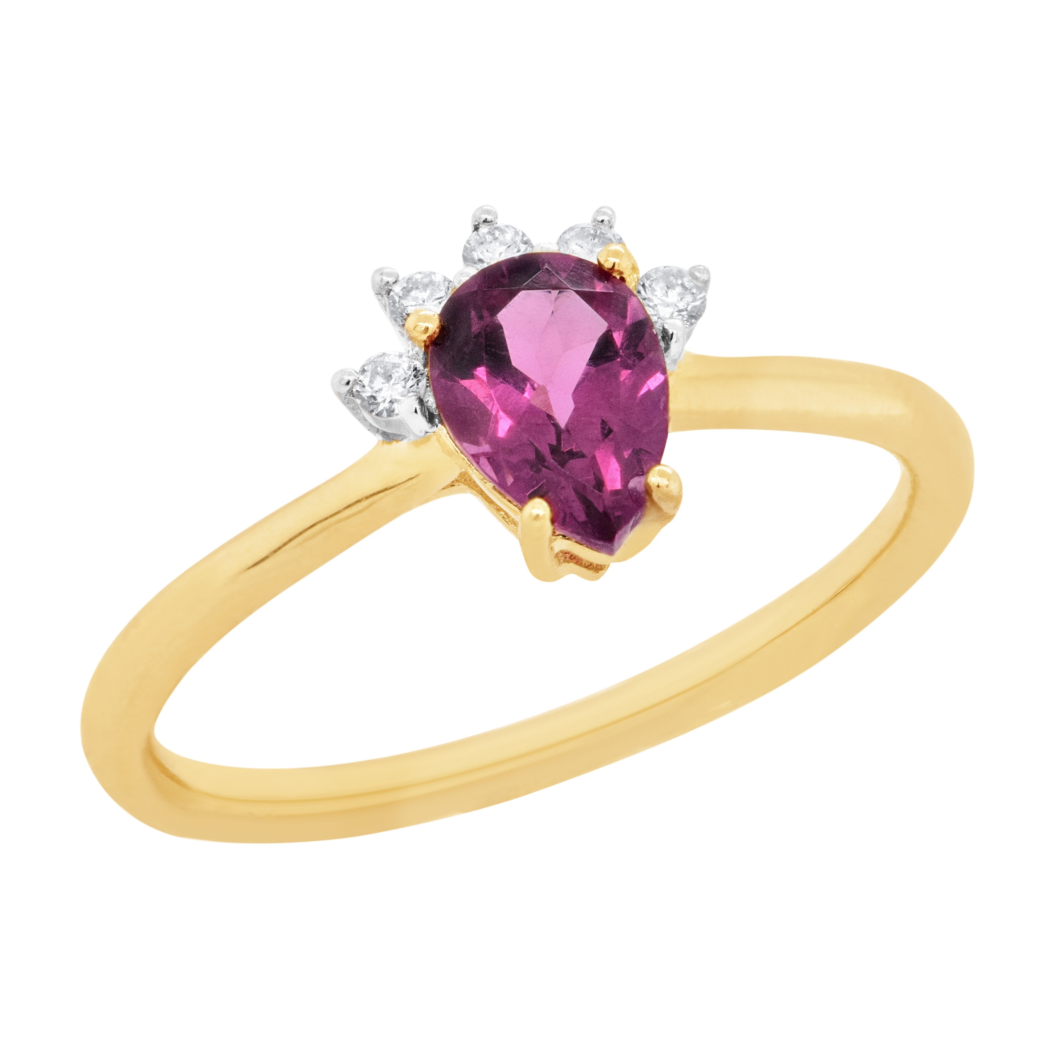 0.90ct Rhodolite Garnet & Diamond Ring in 9ct Yellow Gold
