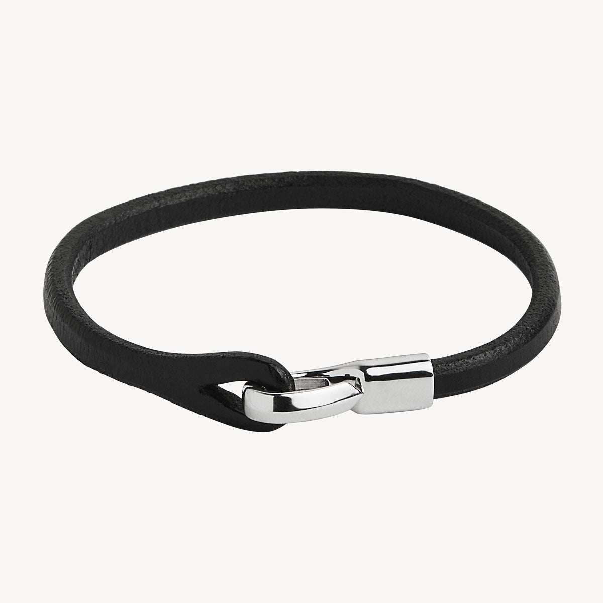 Najo Kinship Men’s Leather and Steel Bracelet - Black (23sm)