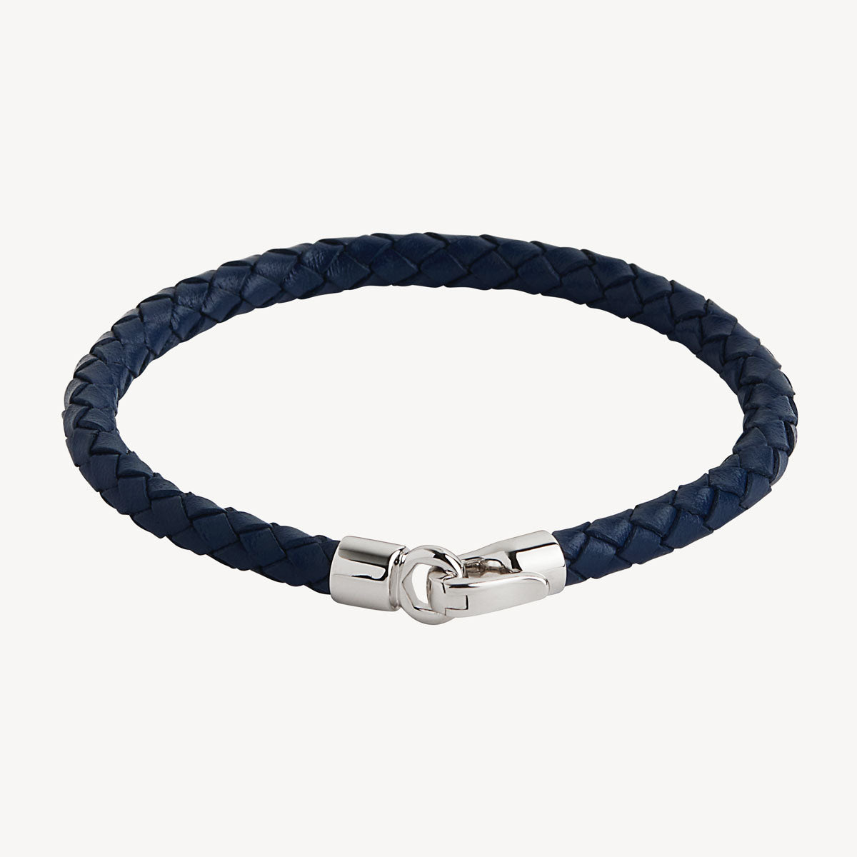 Najo Mariner Men’s Plaited Leather and Steel Bracelet - Navy (23sm)