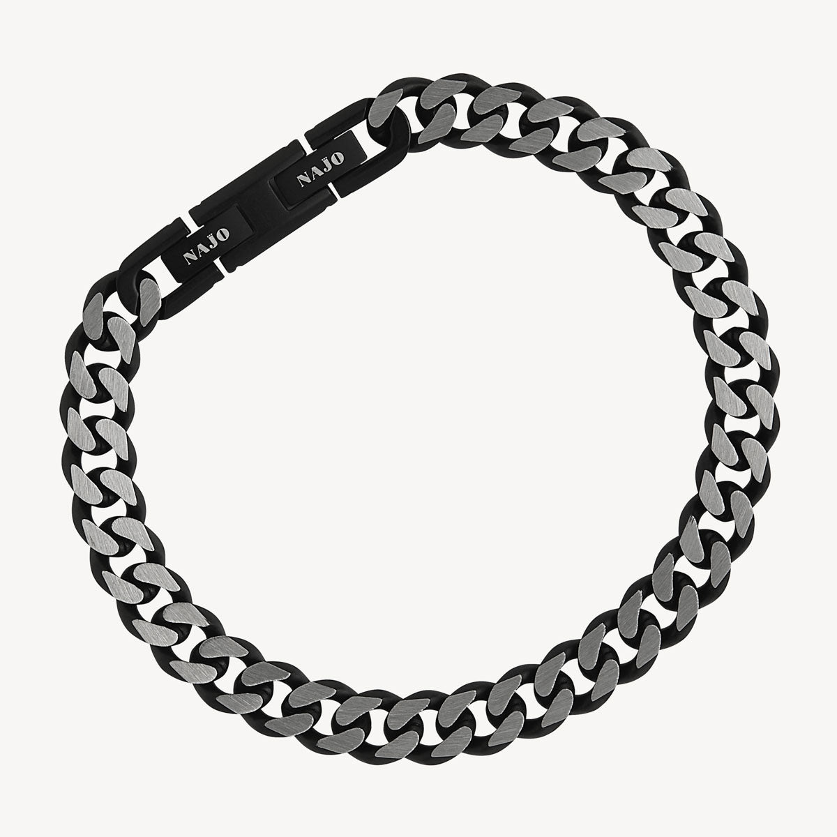Najo Nero Men’s Steel Curb Chain Bracelet (Bold)