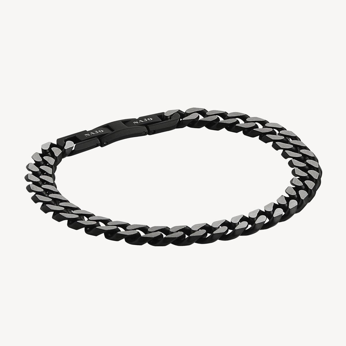 Najo Nero Men’s Steel Curb Chain Bracelet (Bold)