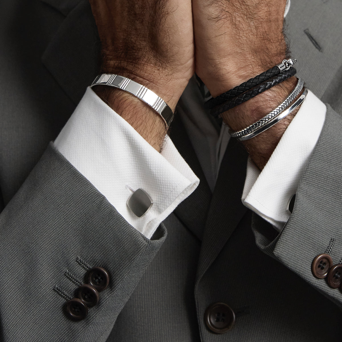 Najo Pegasus Men's Brushed Stainless Steel Cufflinks
