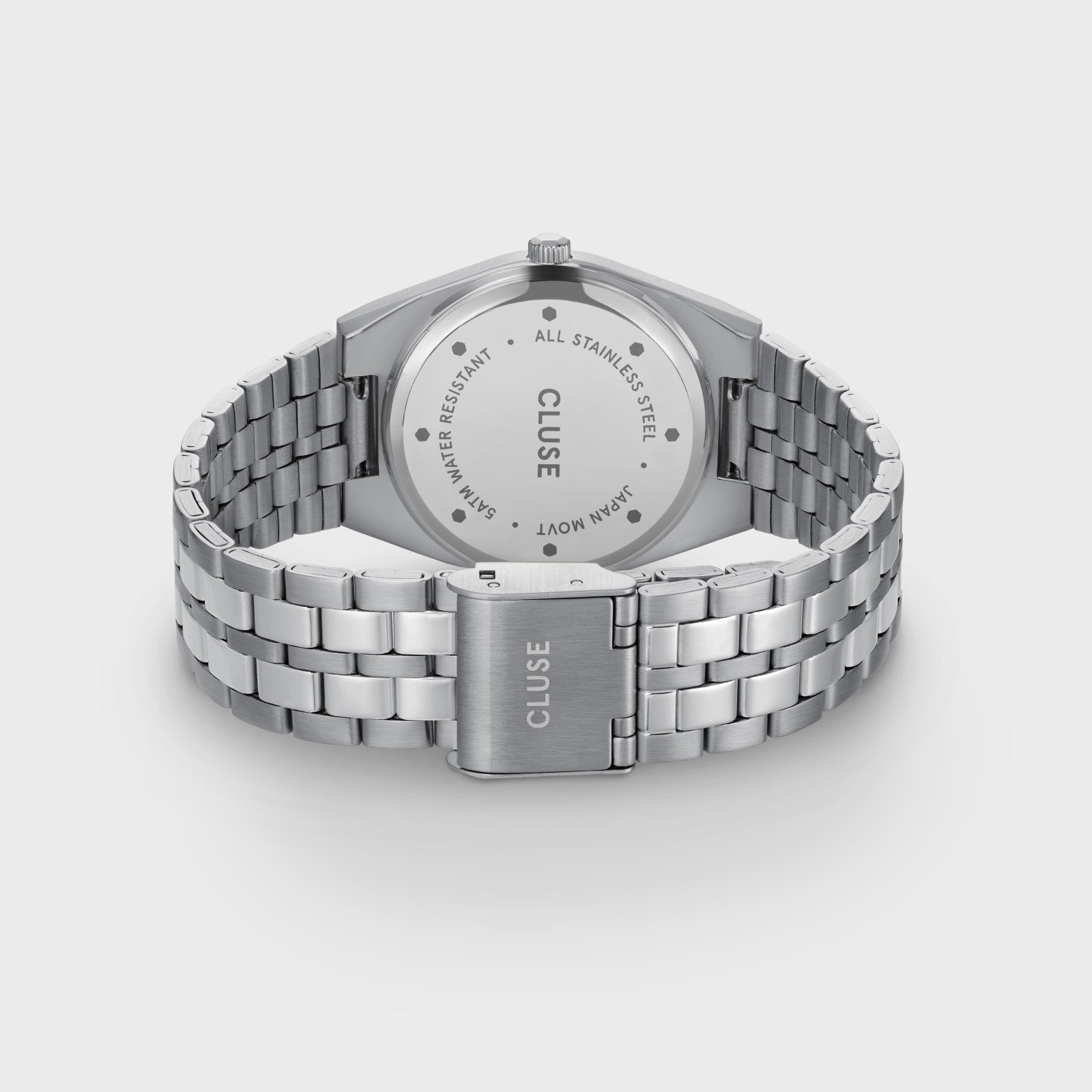 CLUSE Retro 70's Silver Steel Watch Sage Green