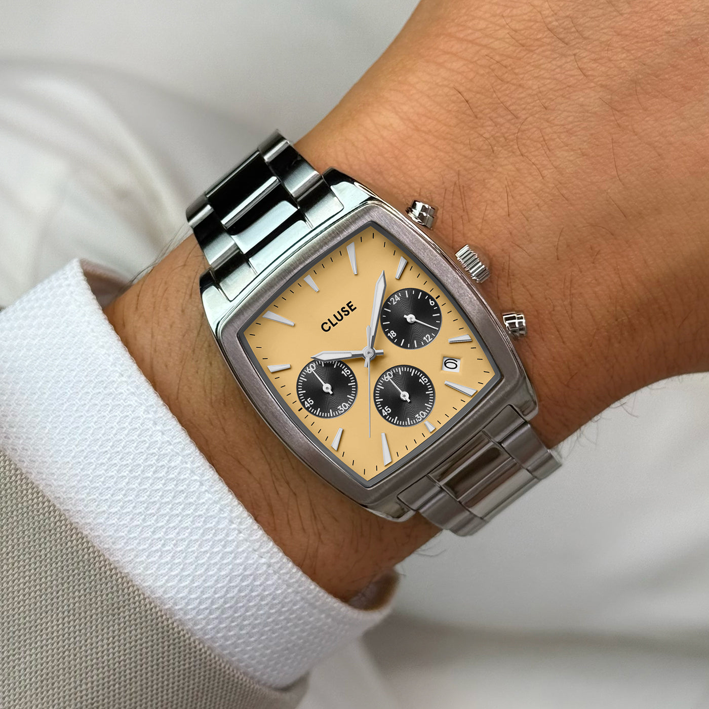 CLUSE Quartaut Chrono Men Watch Steel Yellow and Grey CW52004