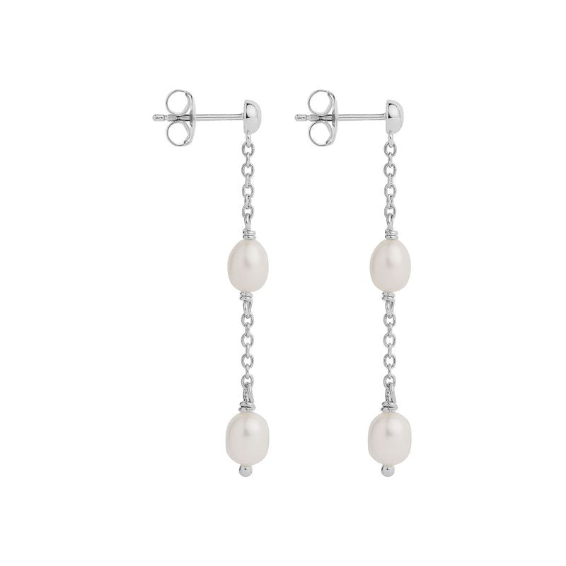 Najo Tidal Whisper Silver Double Pearl Earring