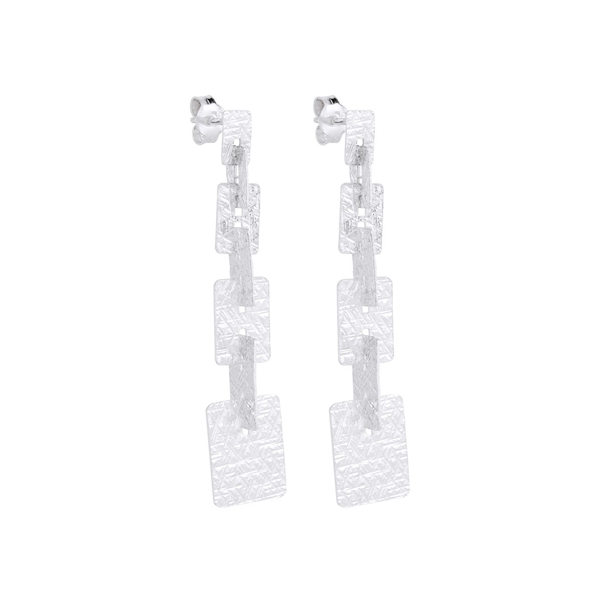 Najo Graduated Silver Rectangle Stud Earrings