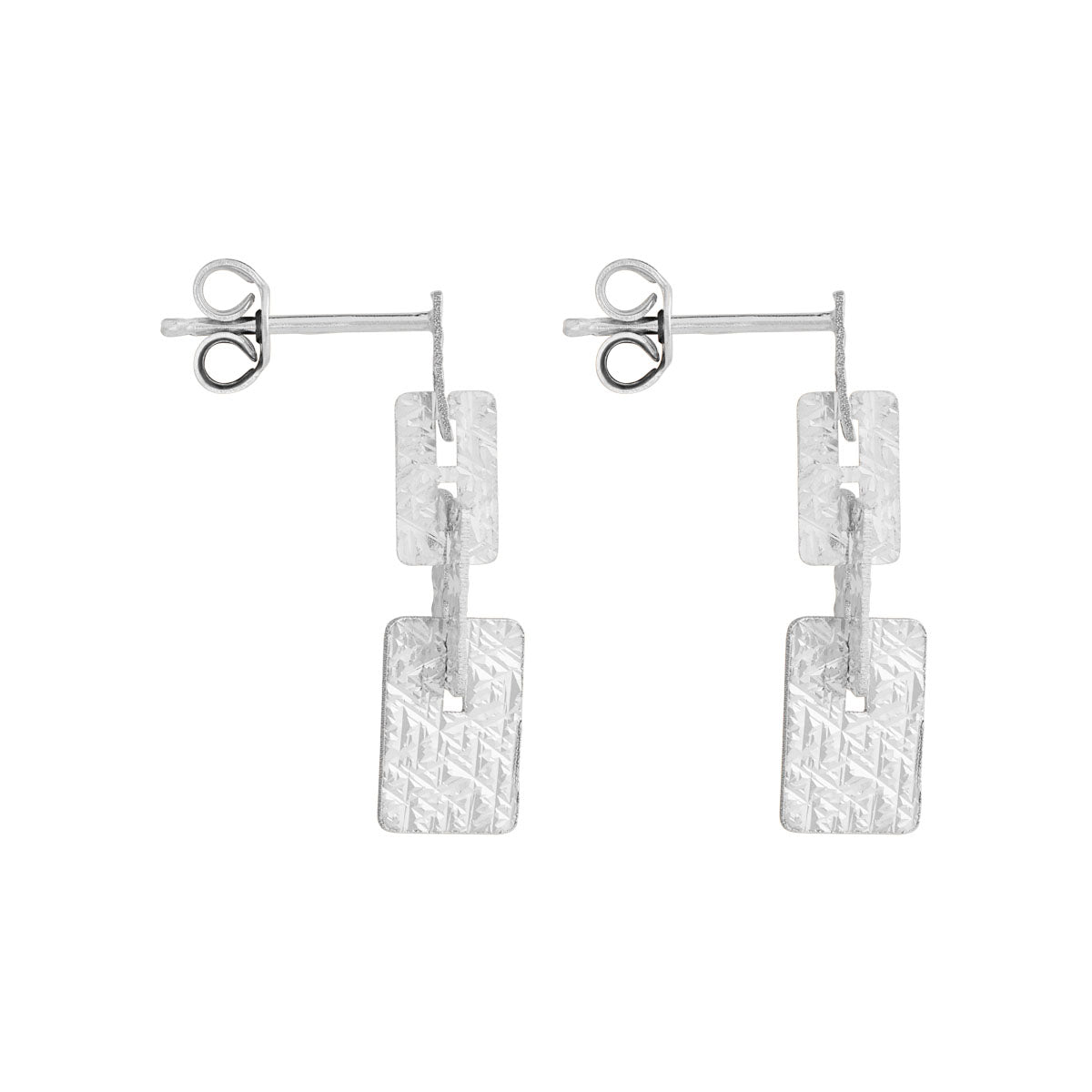 Najo Graduated Silver Rectangle Stud Earrings