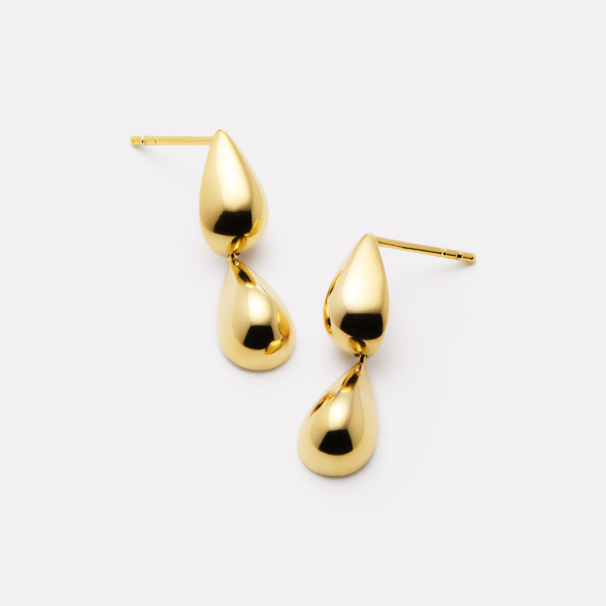 Najo Liora Double Drop Yellow Gold Stud Earring
