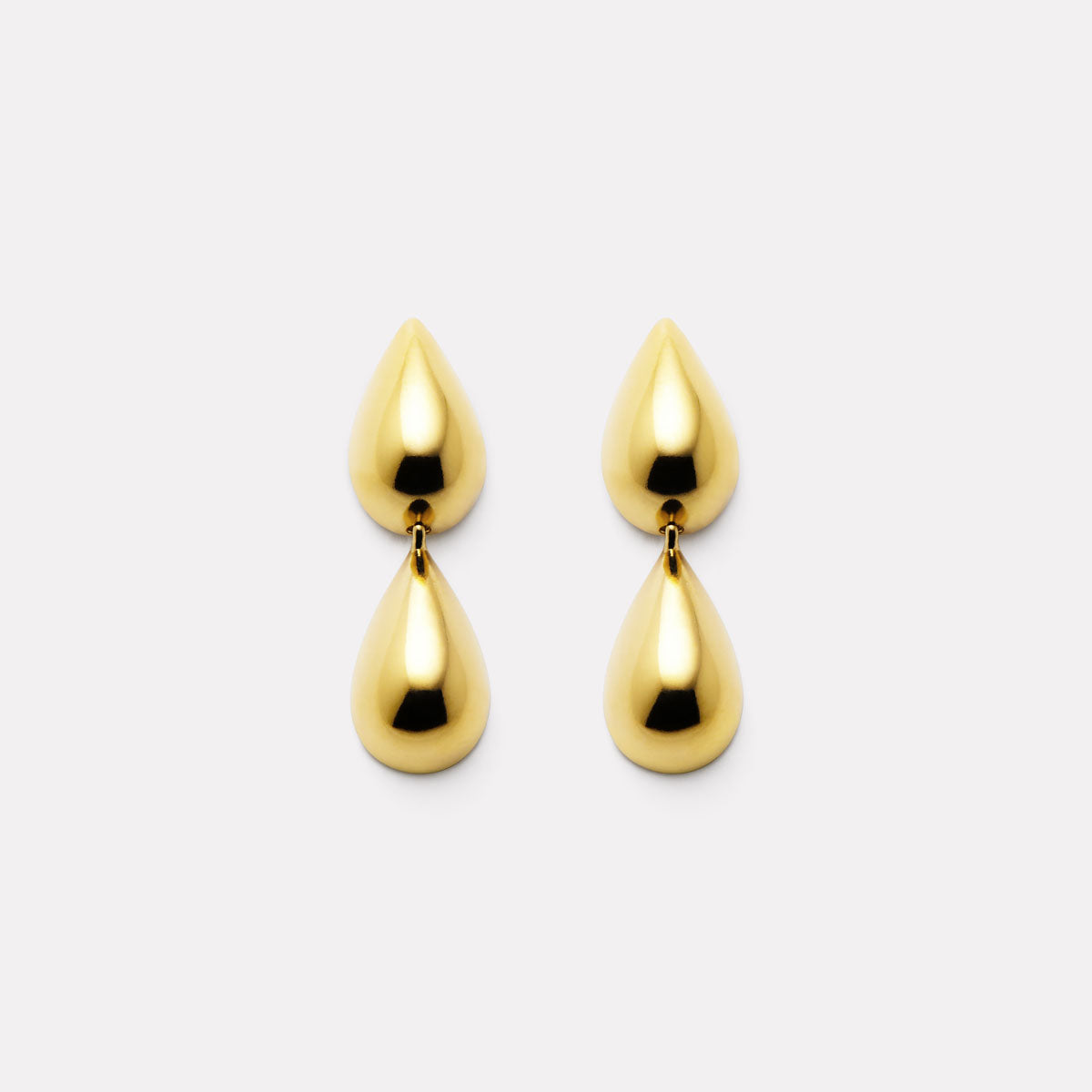Najo Liora Double Drop Yellow Gold Stud Earring