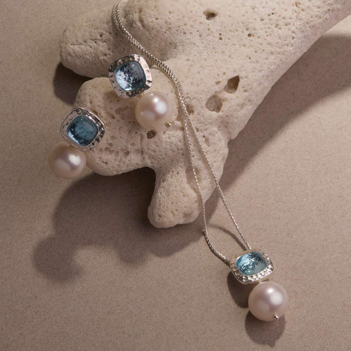 Najo Blue Lagoon Pearl Earring - Sterling Silver