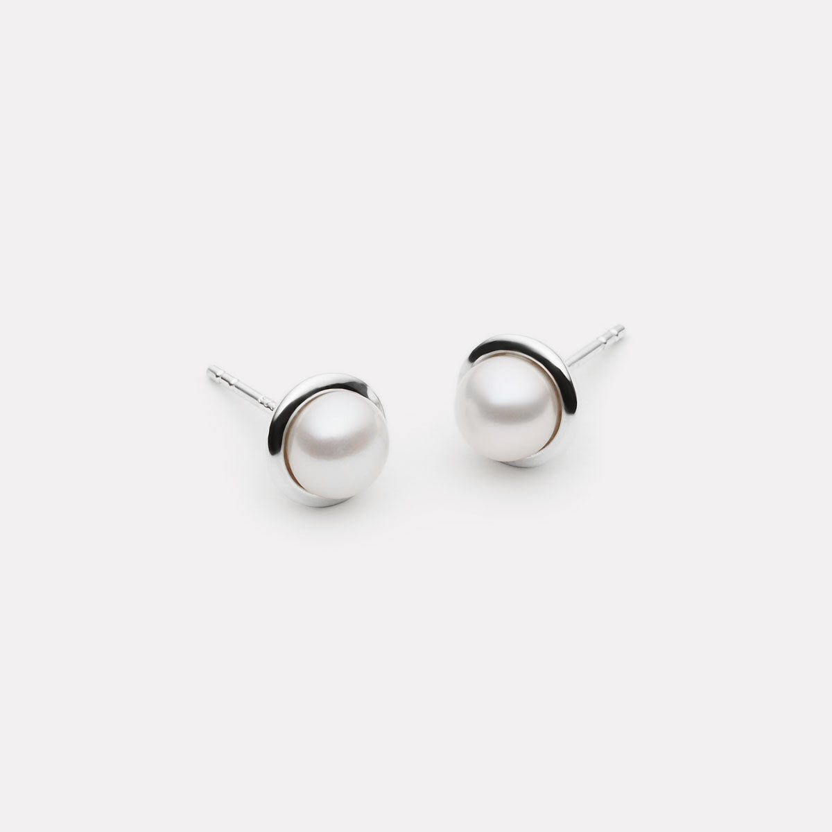 Najo Moonbeam Pearl Stud Earrings - Sterling Silver