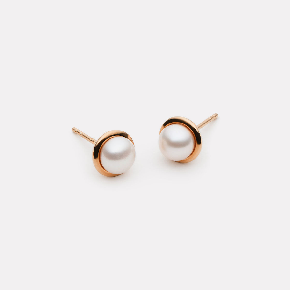 Najo Moonbeam Pearl Stud Earrings - Rose Gold