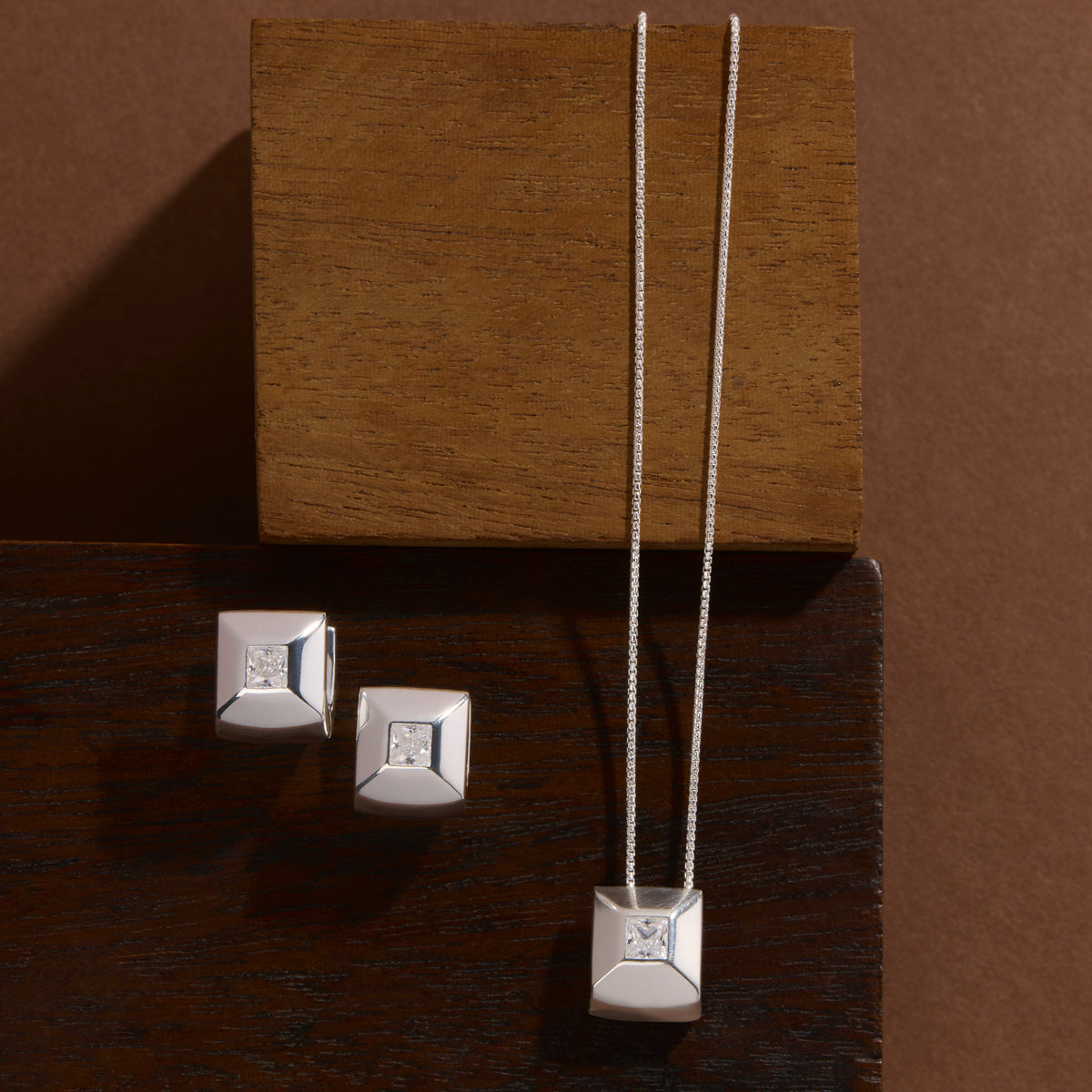 Najo Halo Cubic Zirconia Earrings - Sterling Silver