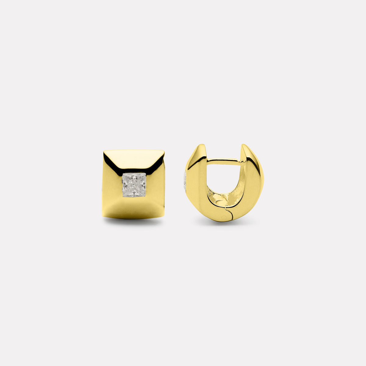 Najo Halo Cubic Zirconia Earrings - Yellow Gold